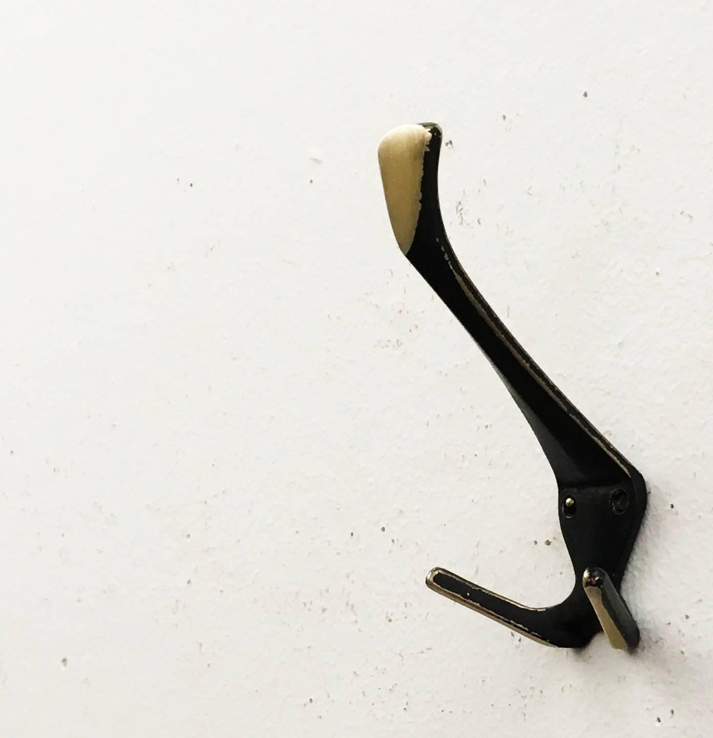 Mid-Century Modern Brass Wall Hooks Attributed to Carl Auböck