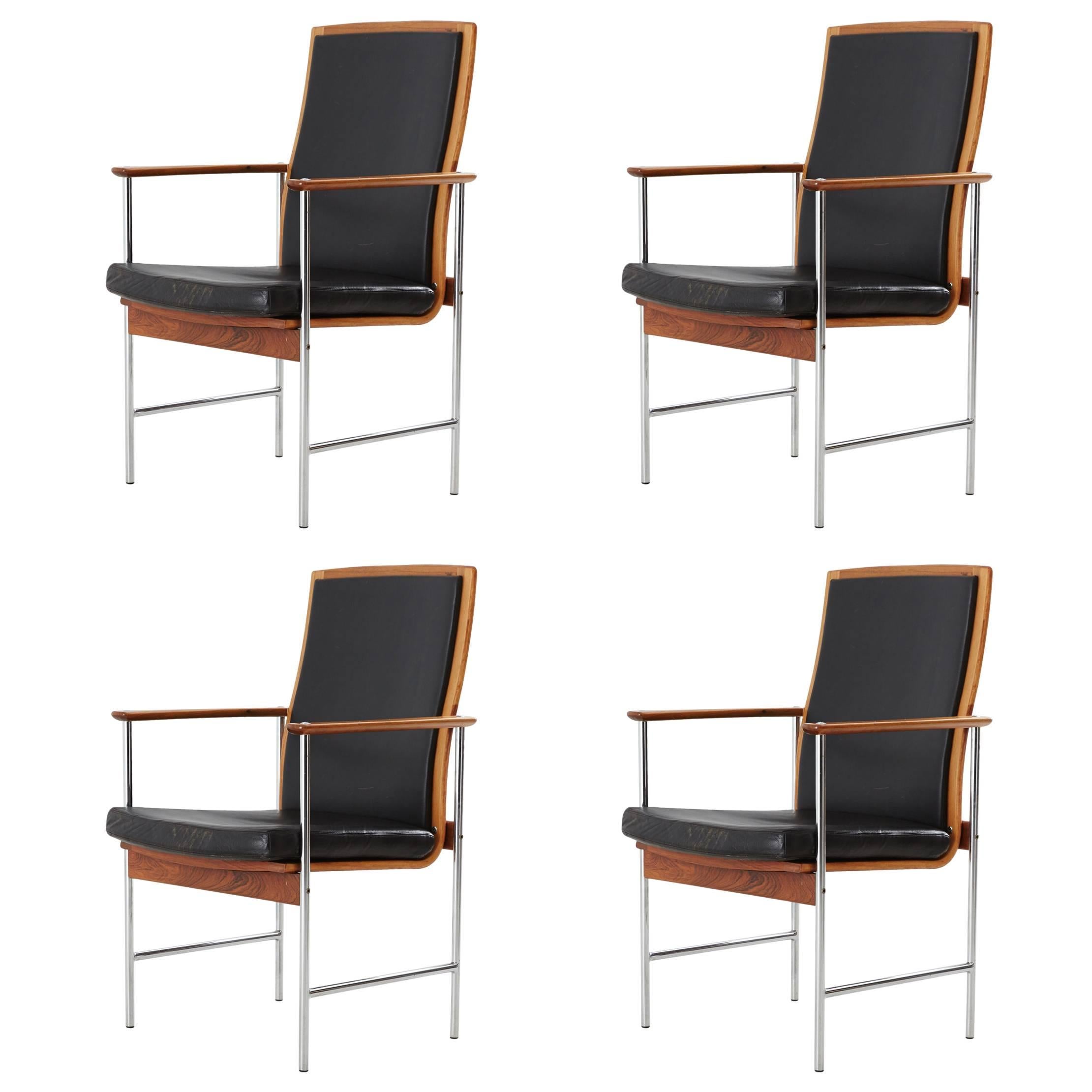 Set of Four Finnish Rosewood Armchairs