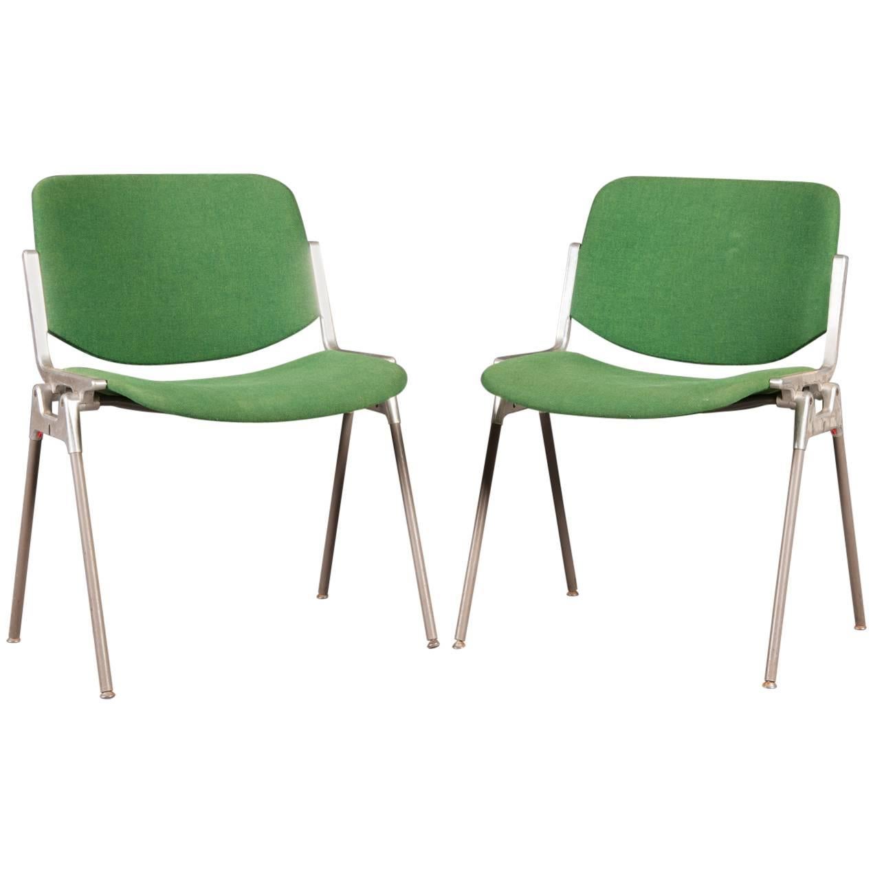 Green Stackable Chairs by Giancarlo Piretti for Castelli For Sale