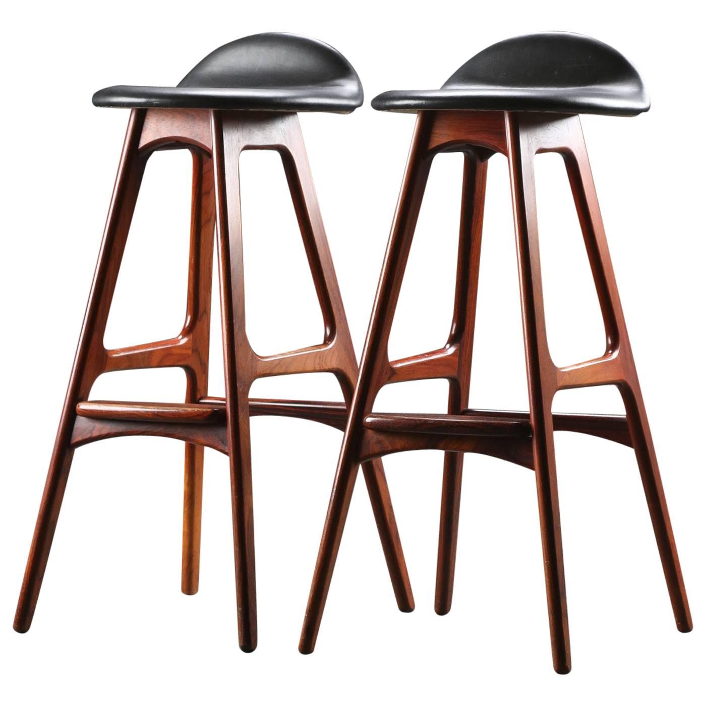 Leather Bar Stools by Erik Buch