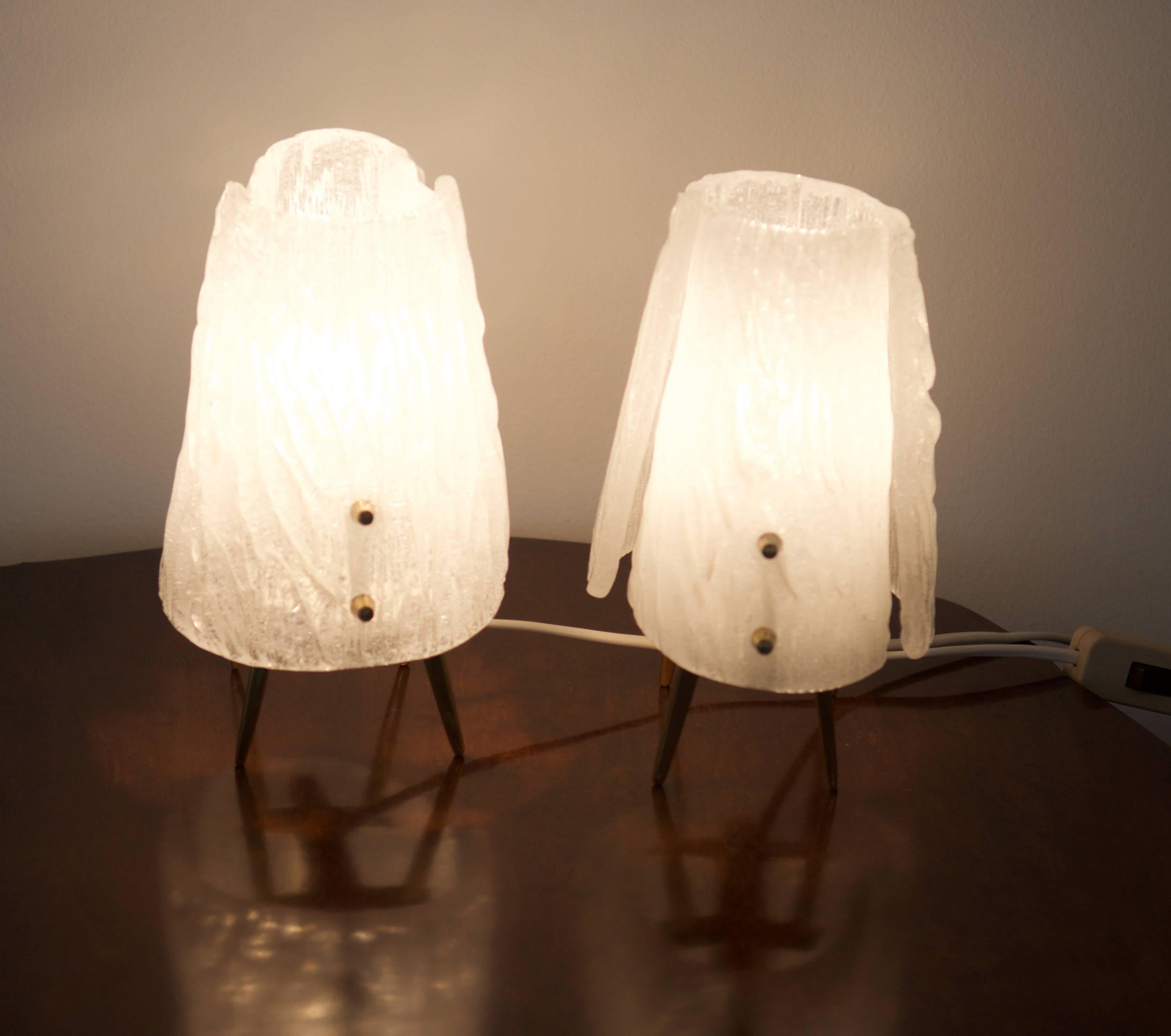 Lampes de table en verre de glace par Kalmar, Vienne en vente 1