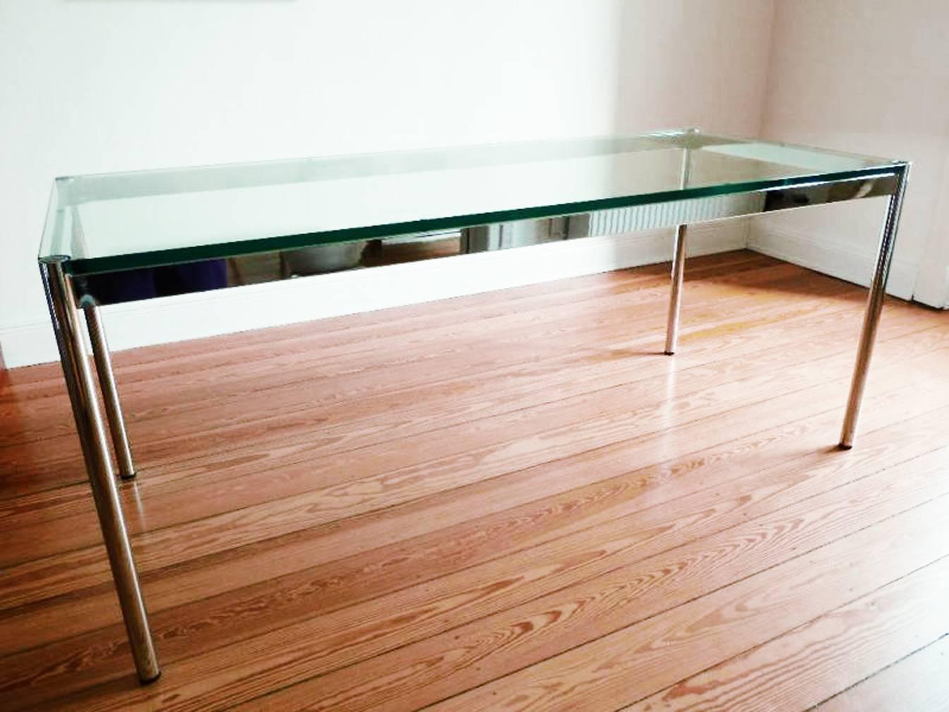 Minimalist USM Haller Glass Table For Sale