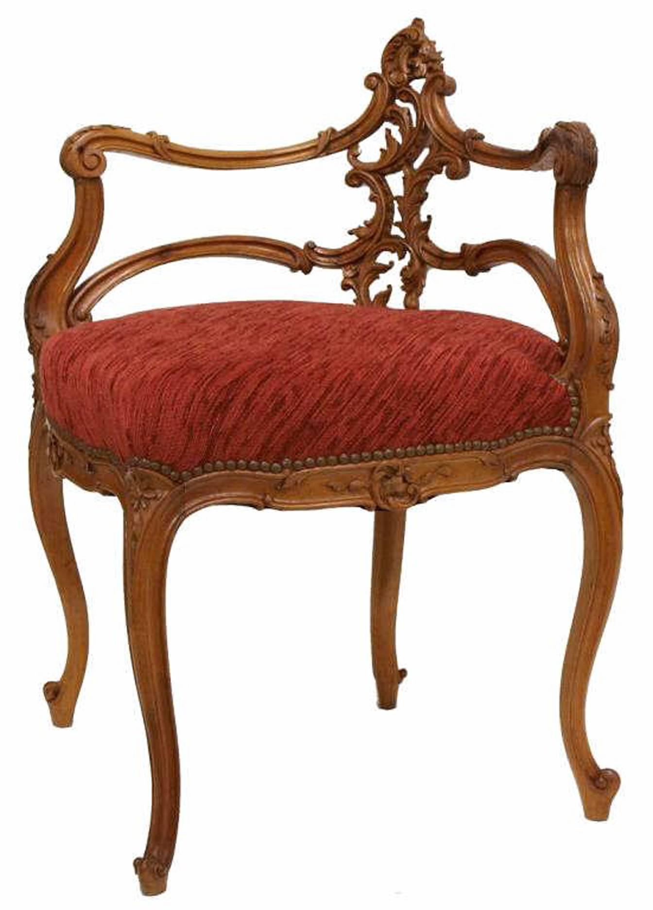 French Louis XV Style Carved Walnut Corner Chair For Sale 5