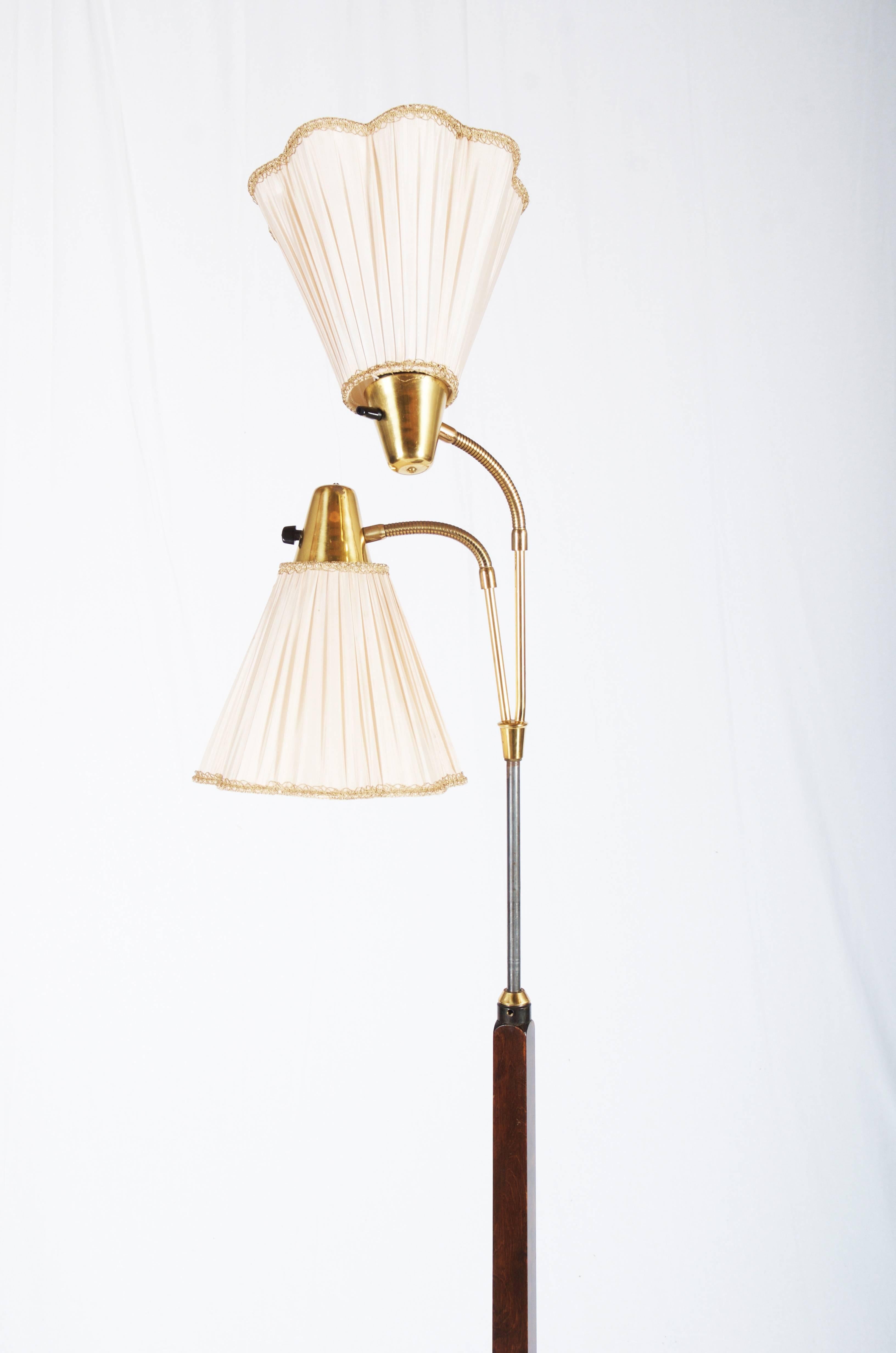 Brass Art Deco Floor Lamp with Console