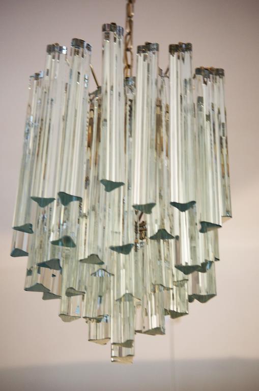 Lead Crystal Triangular Prisms Chandelier Attributed To Venini at 1stDibs