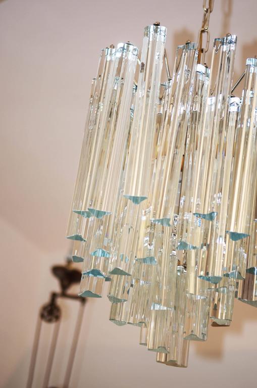 Lead Crystal Triangular Prisms Chandelier Attributed To Venini at 1stDibs
