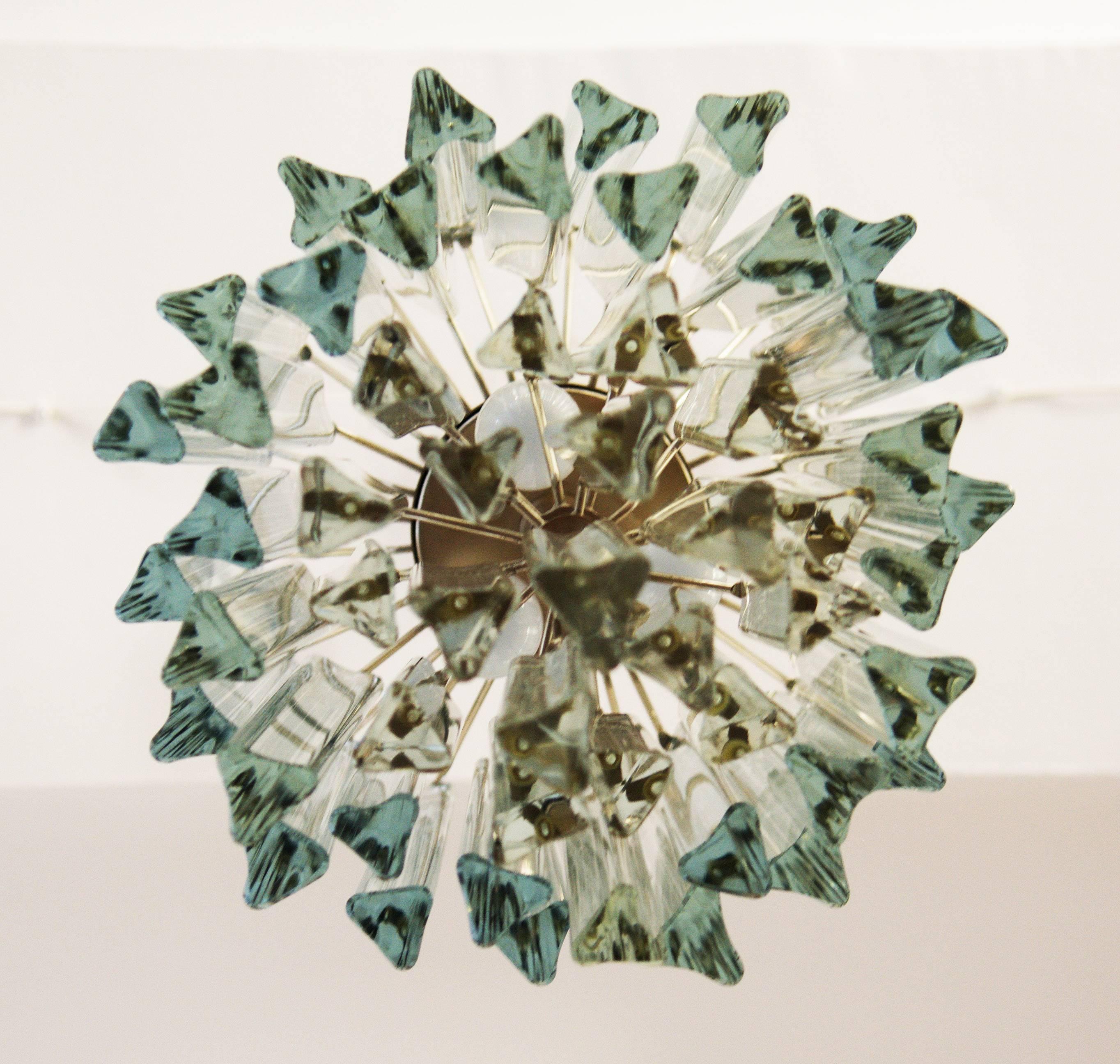 Lead Crystal Triangular Prisms Chandelier Attributed To Venini In Excellent Condition In Vienna, AT