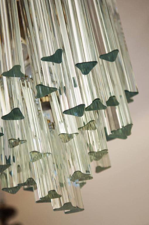 Lead Crystal Triangular Prisms Chandelier Attributed To Venini at 1stDibs