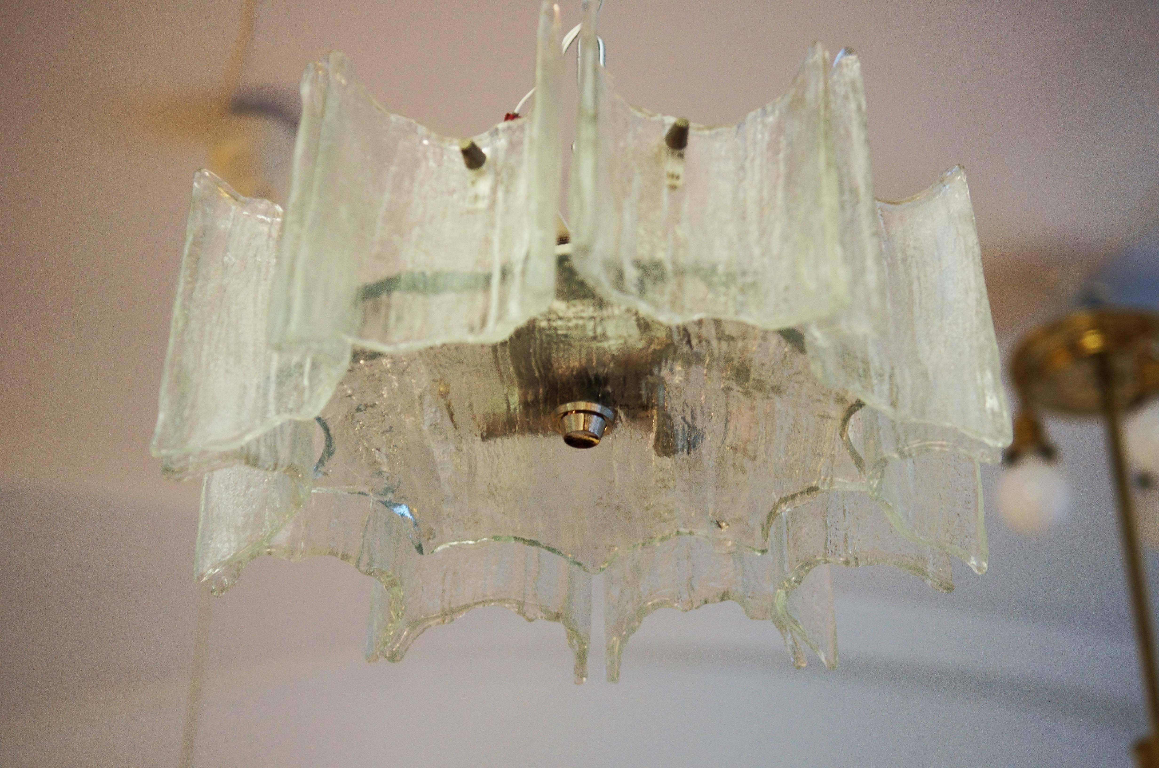 Kalmar ice or frosted glass chandelier from about 1960's 