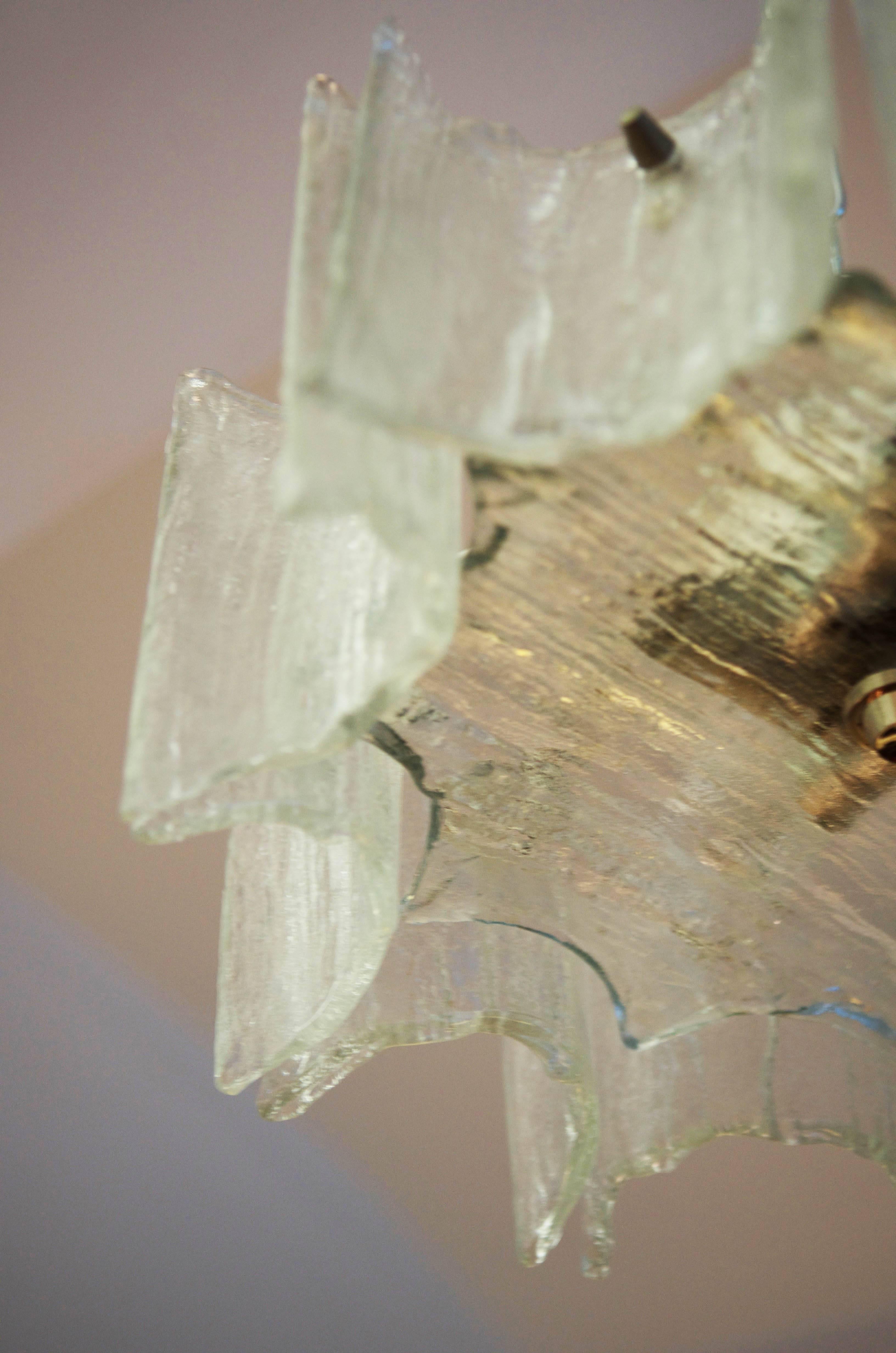 Mid-Century Modern J.T. Kalmar of Austria Ice Glass Chandelier For Sale