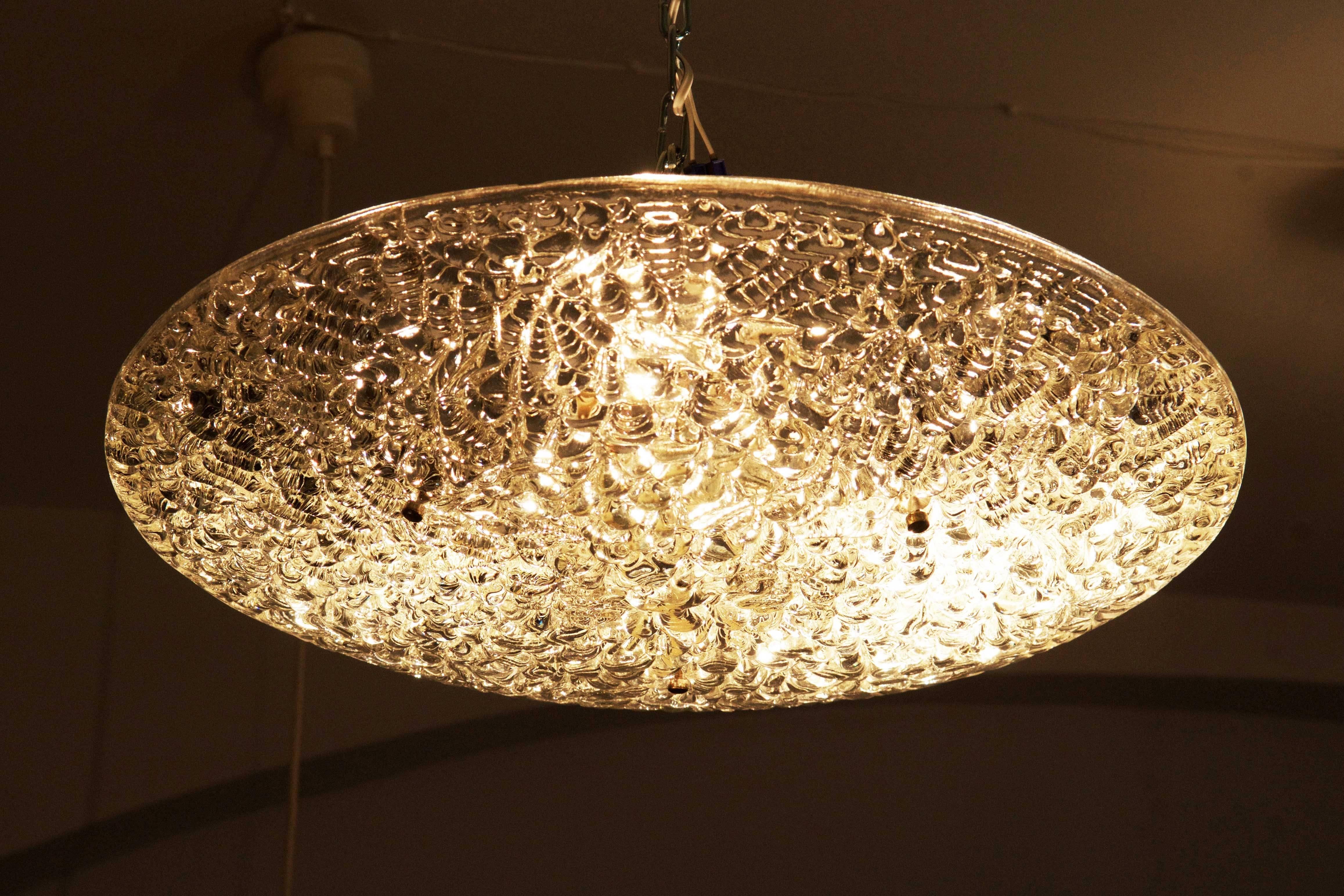 Austrian J.T. Kalmar Textured Glass Ceiling Light For Sale