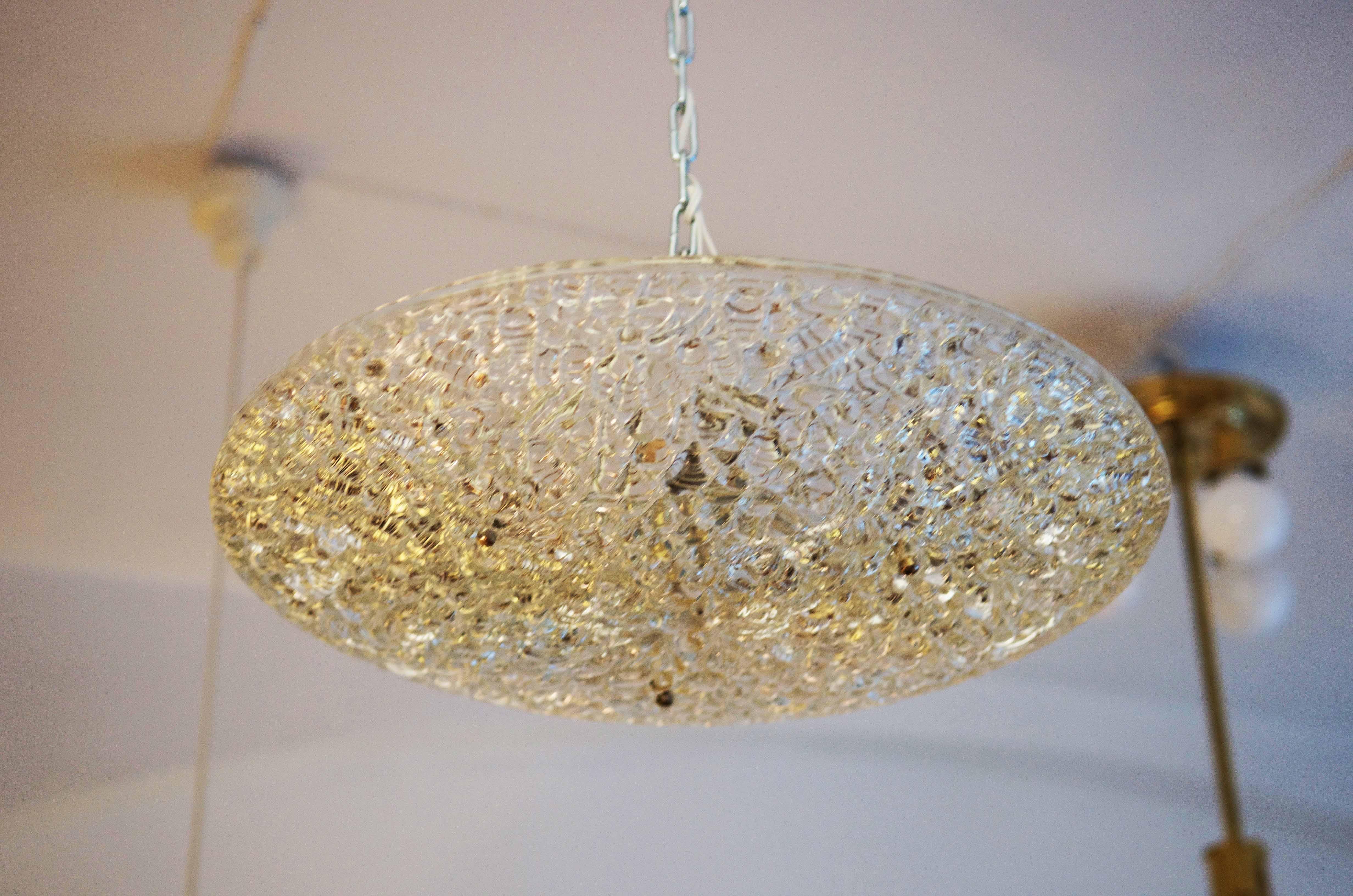 J.T. Kalmar Textured Glass Ceiling Light For Sale 1