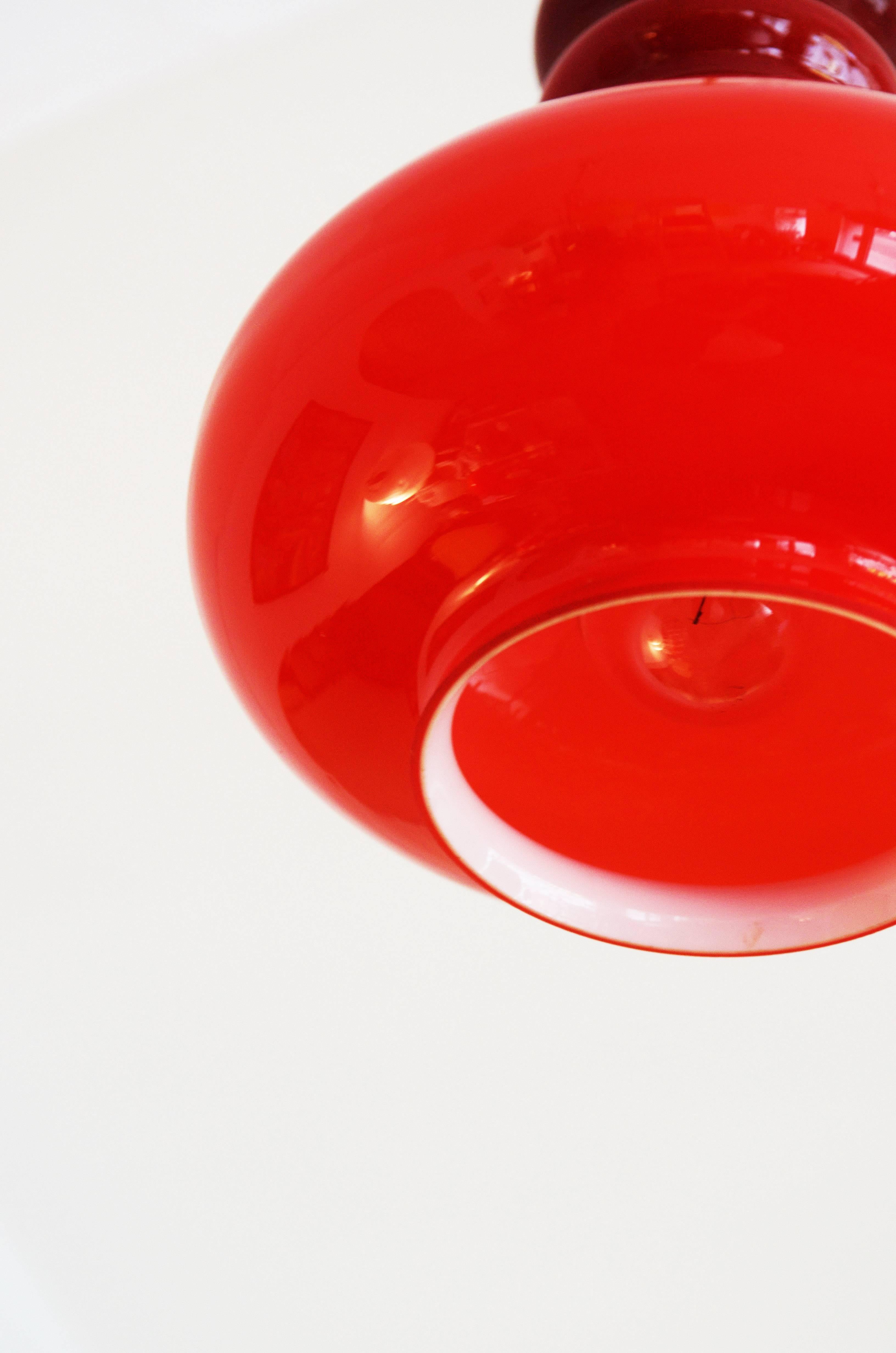 Red Glass Pendant Attributed to Peil & Putzler For Sale 3