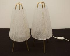 Set of Two Ice Glass Table Lamps by "Kalmar" Vienna