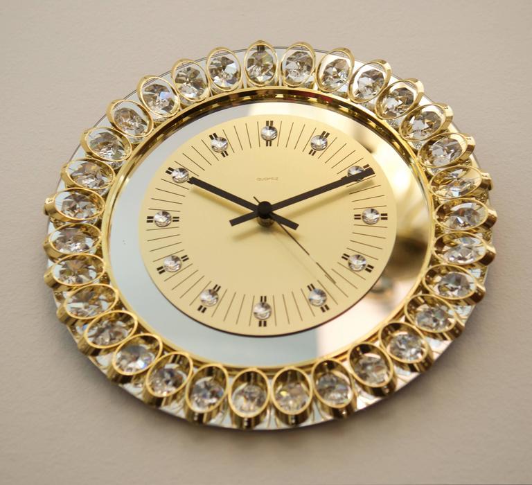 Crystal Mirror Wall Clock at 1stDibs