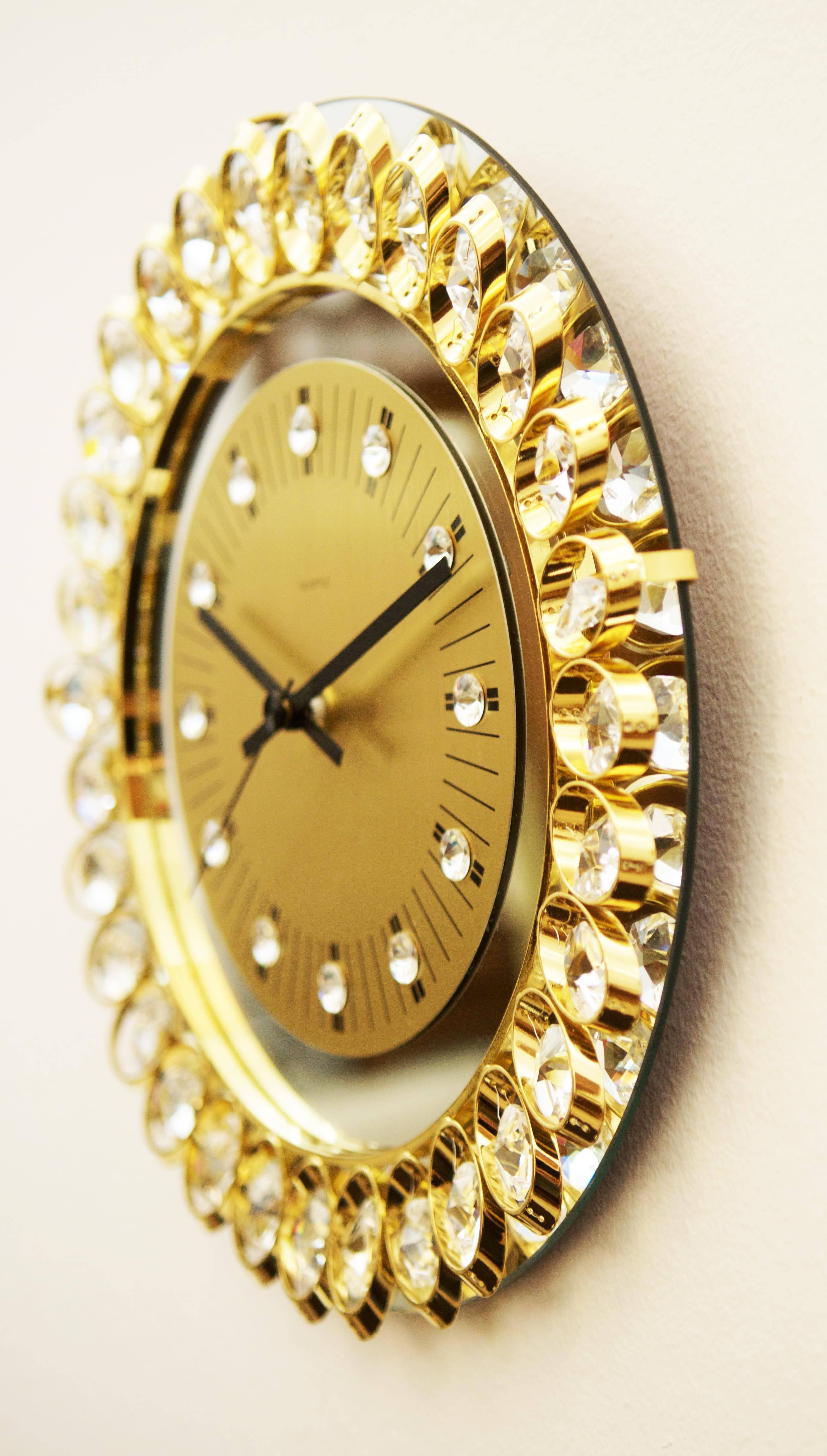 Kristall-Spiegel-Wanduhr (Moderne der Mitte des Jahrhunderts)