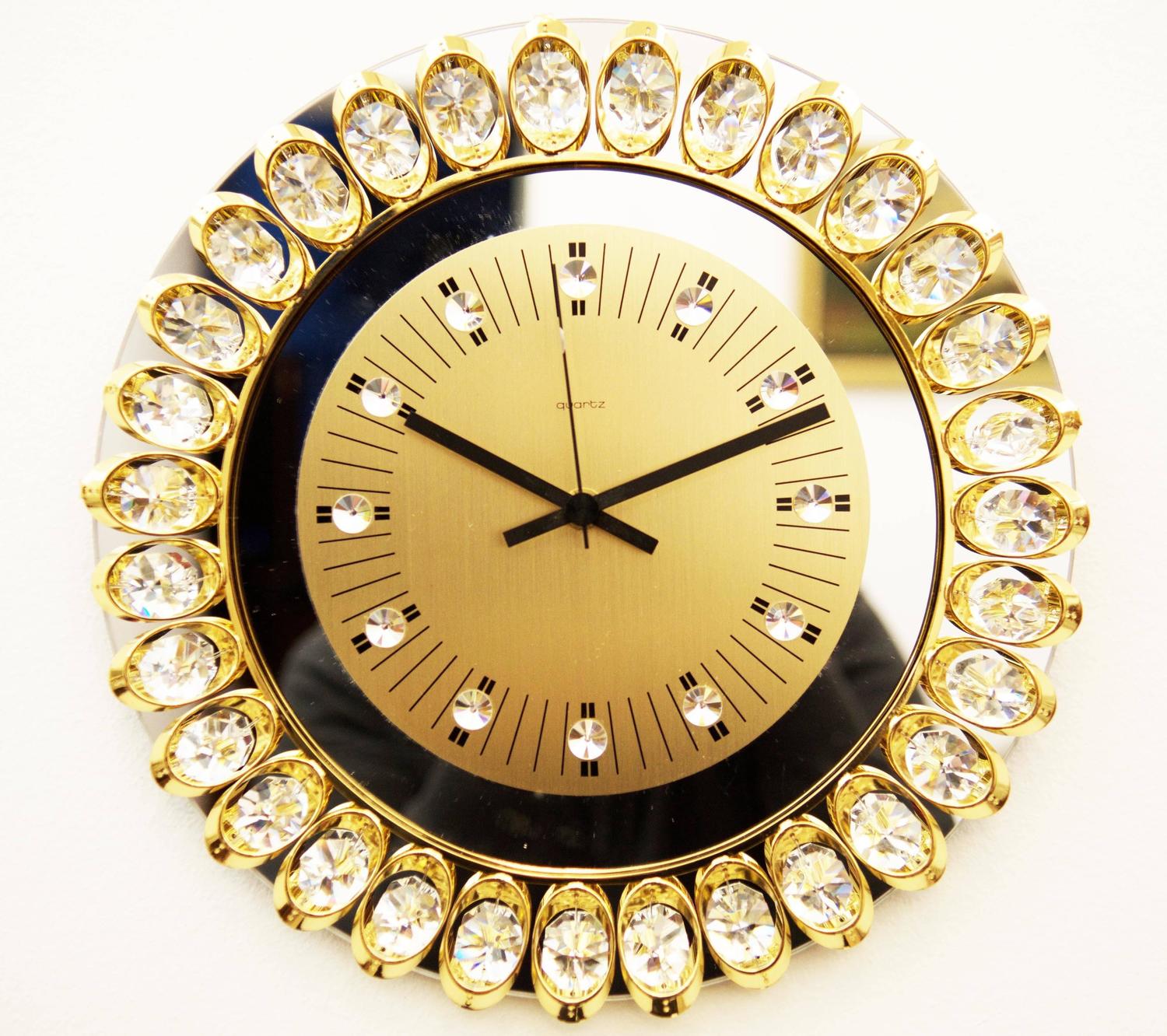 Crystal Mirror Wall Clock at 1stdibs