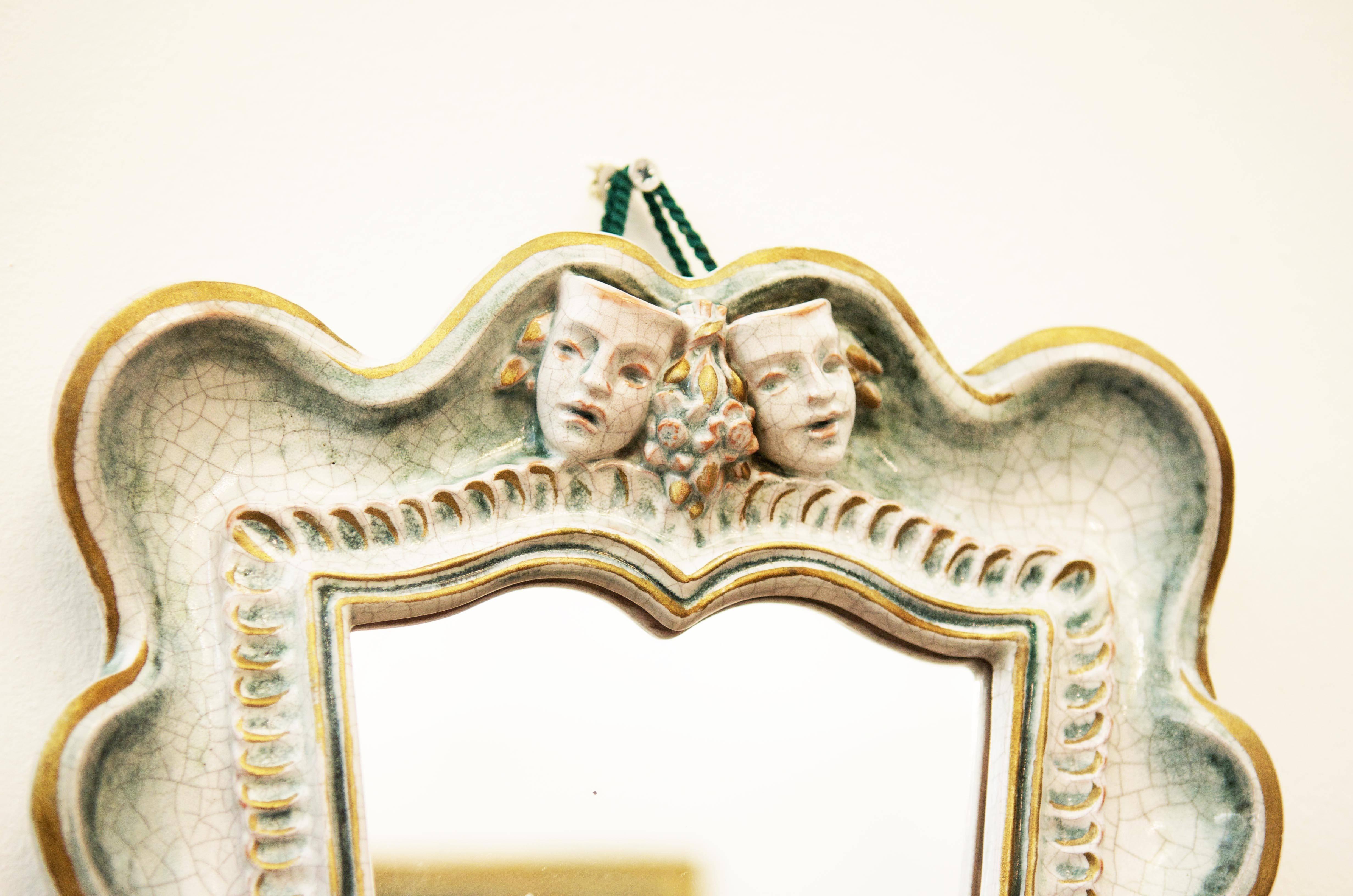 Art Deco Ceramik Wall Mirror by 