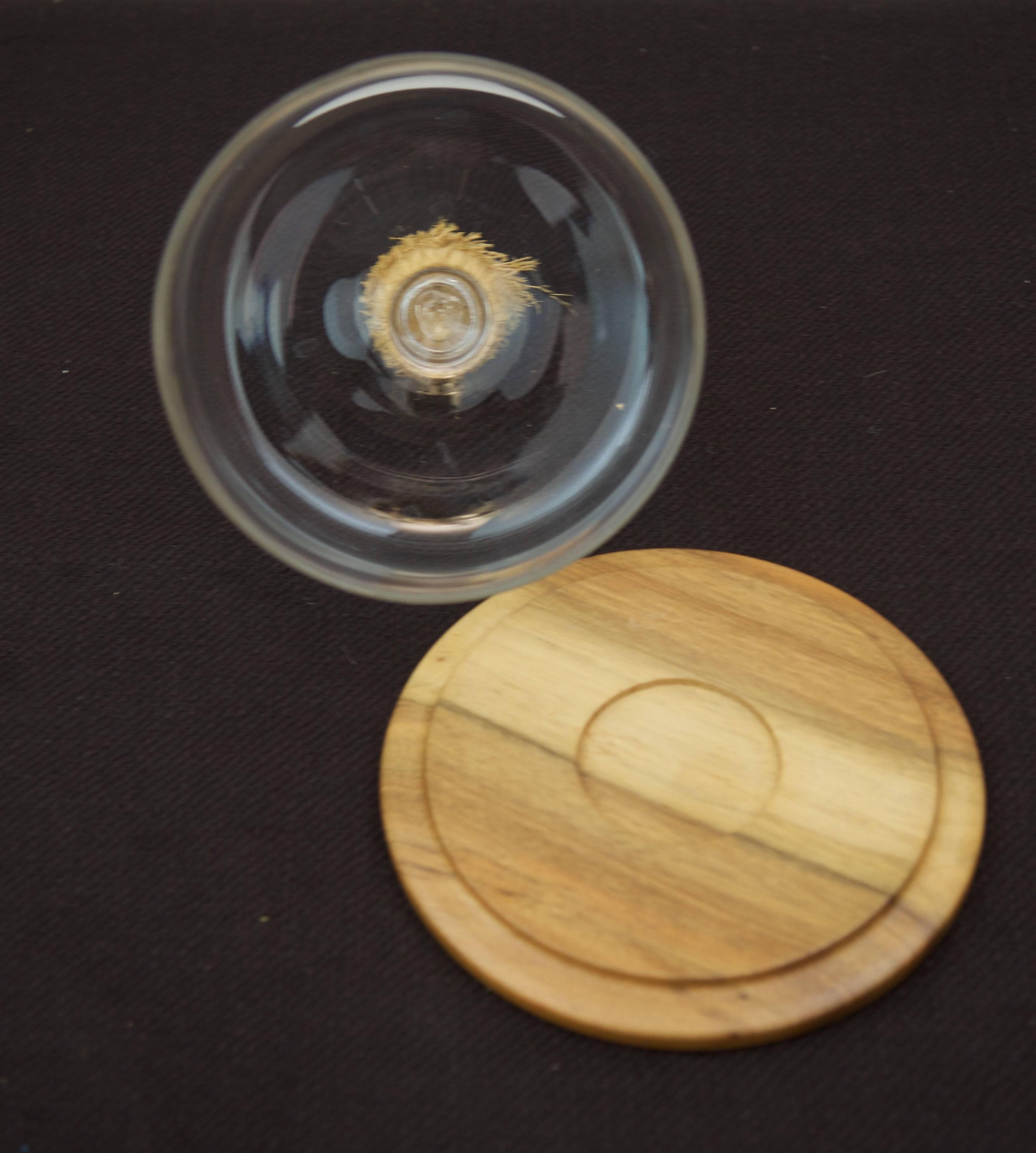 Carl Auböck cheese dome 
Glass dome on walnut wood base.