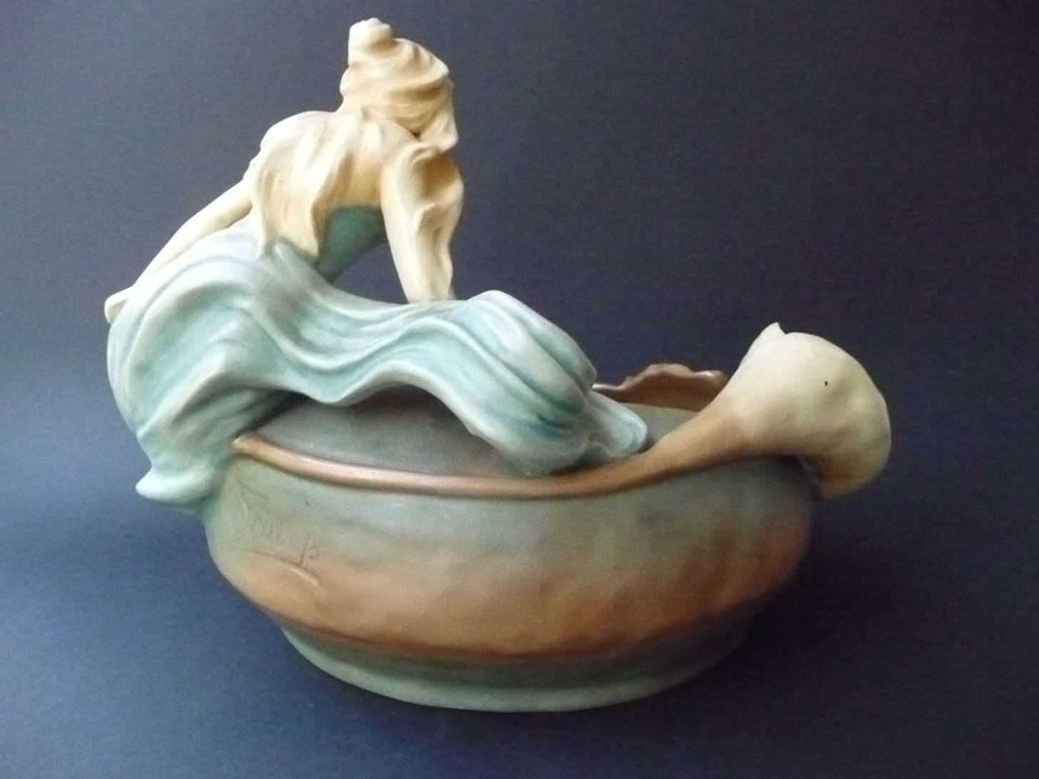 Art Nouveau Jardiniere Bernhard Bloch Maiden With Callas 1