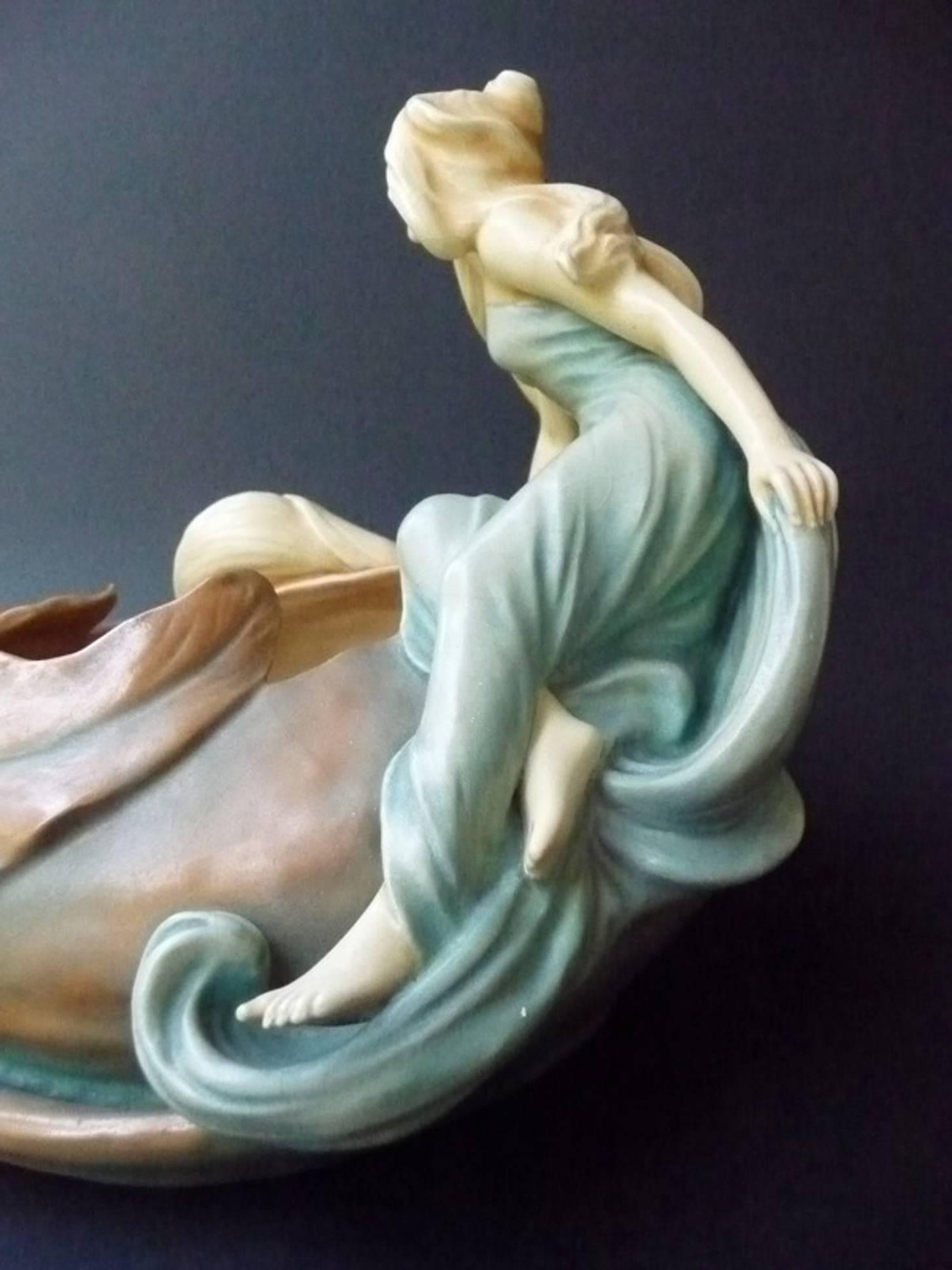 Austrian Art Nouveau Jardiniere Bernhard Bloch Maiden With Callas