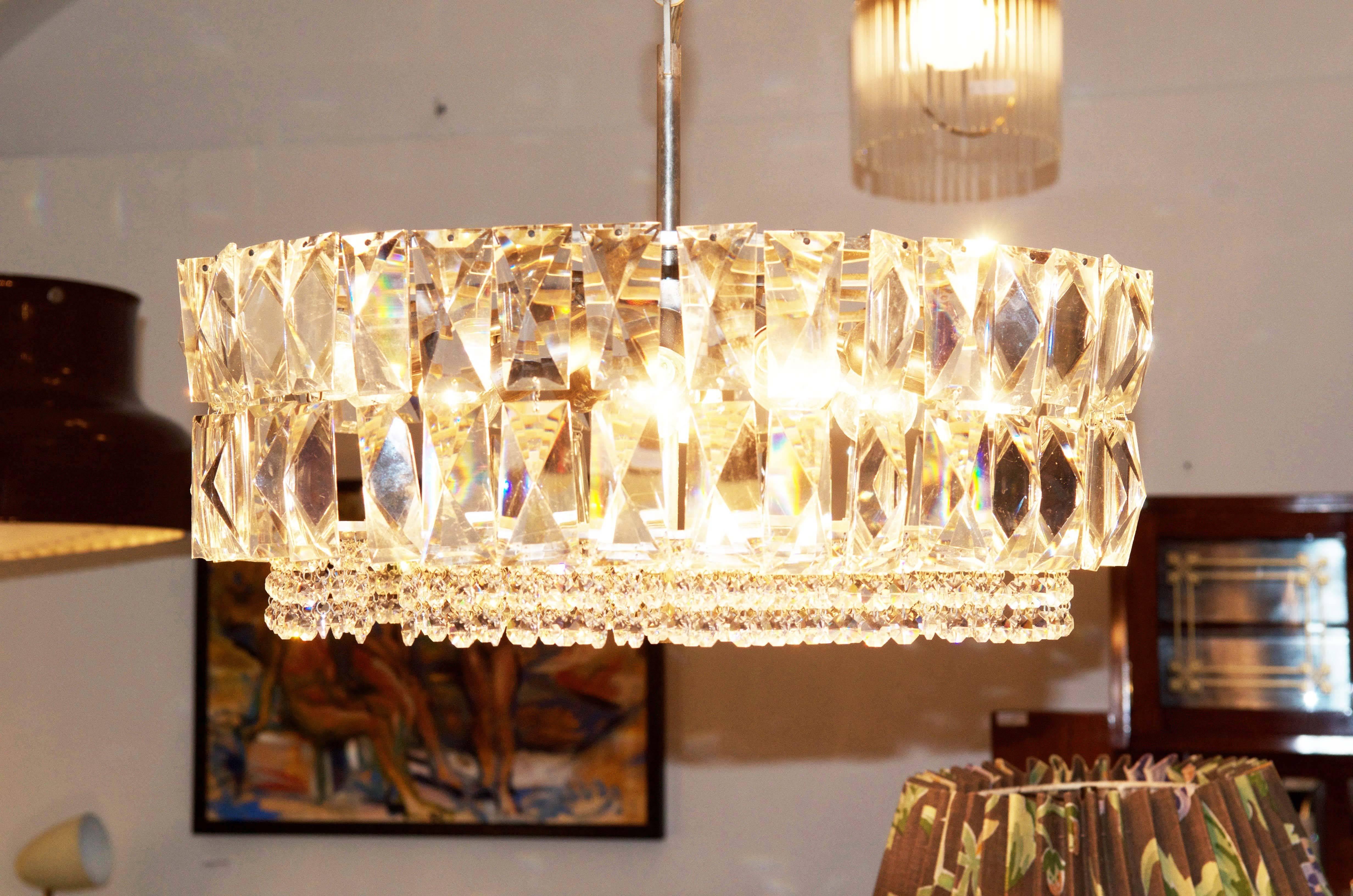 Large Impressive Cut Crystal Chandelier by Bakalowits 3