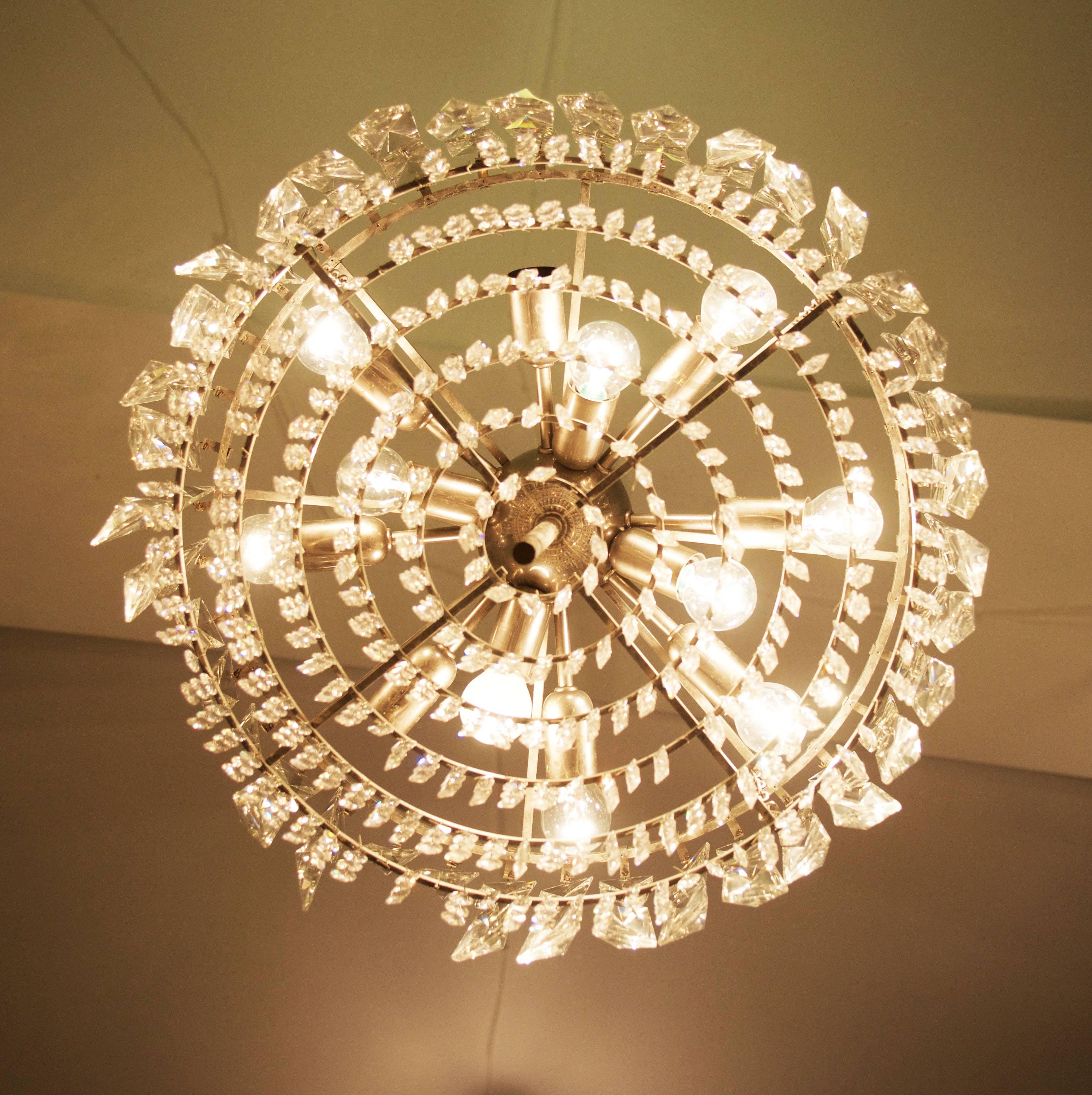 Mid-20th Century Large Impressive Cut Crystal Chandelier by Bakalowits