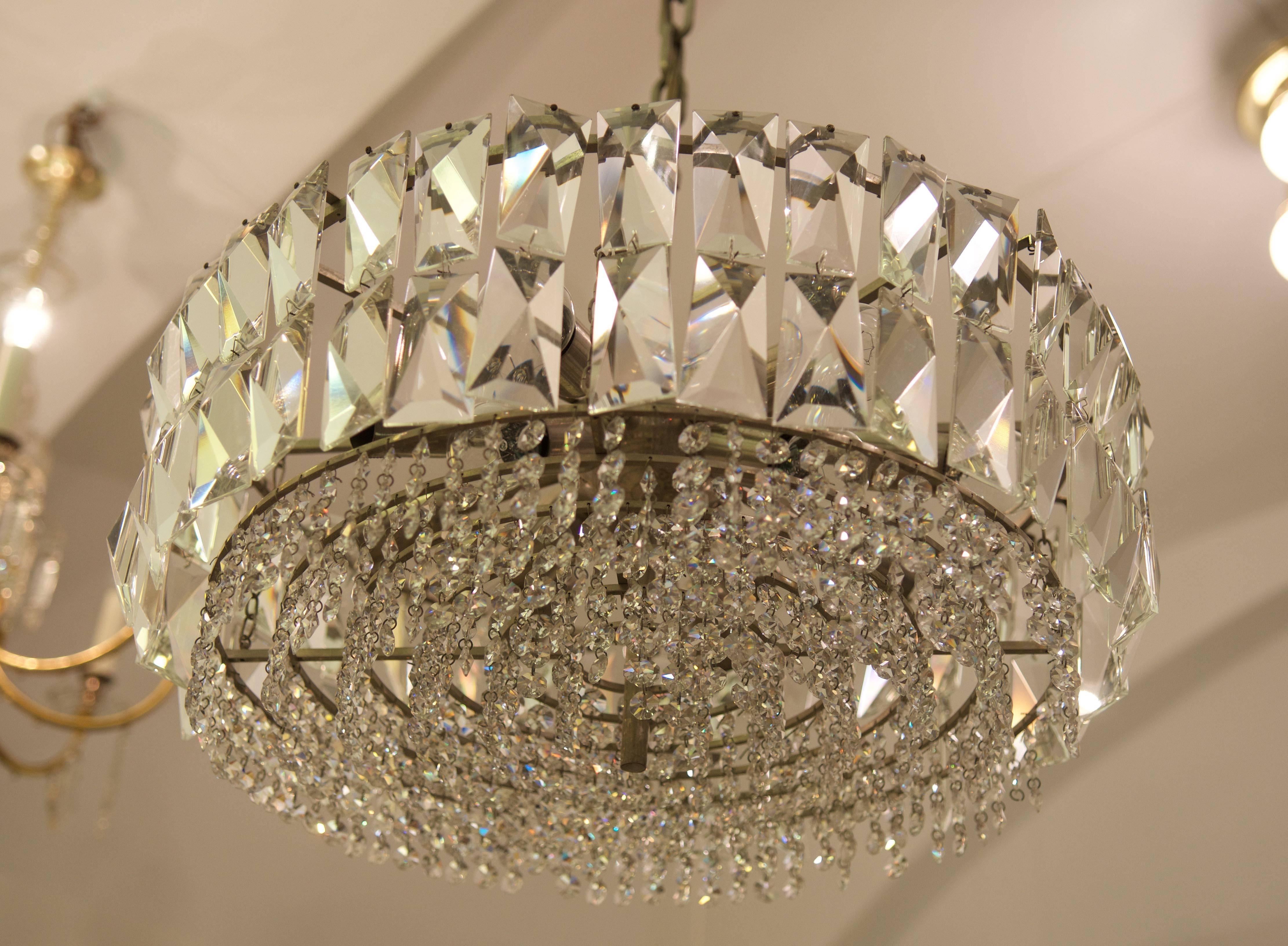 Large Impressive Cut Crystal Chandelier by Bakalowits 1