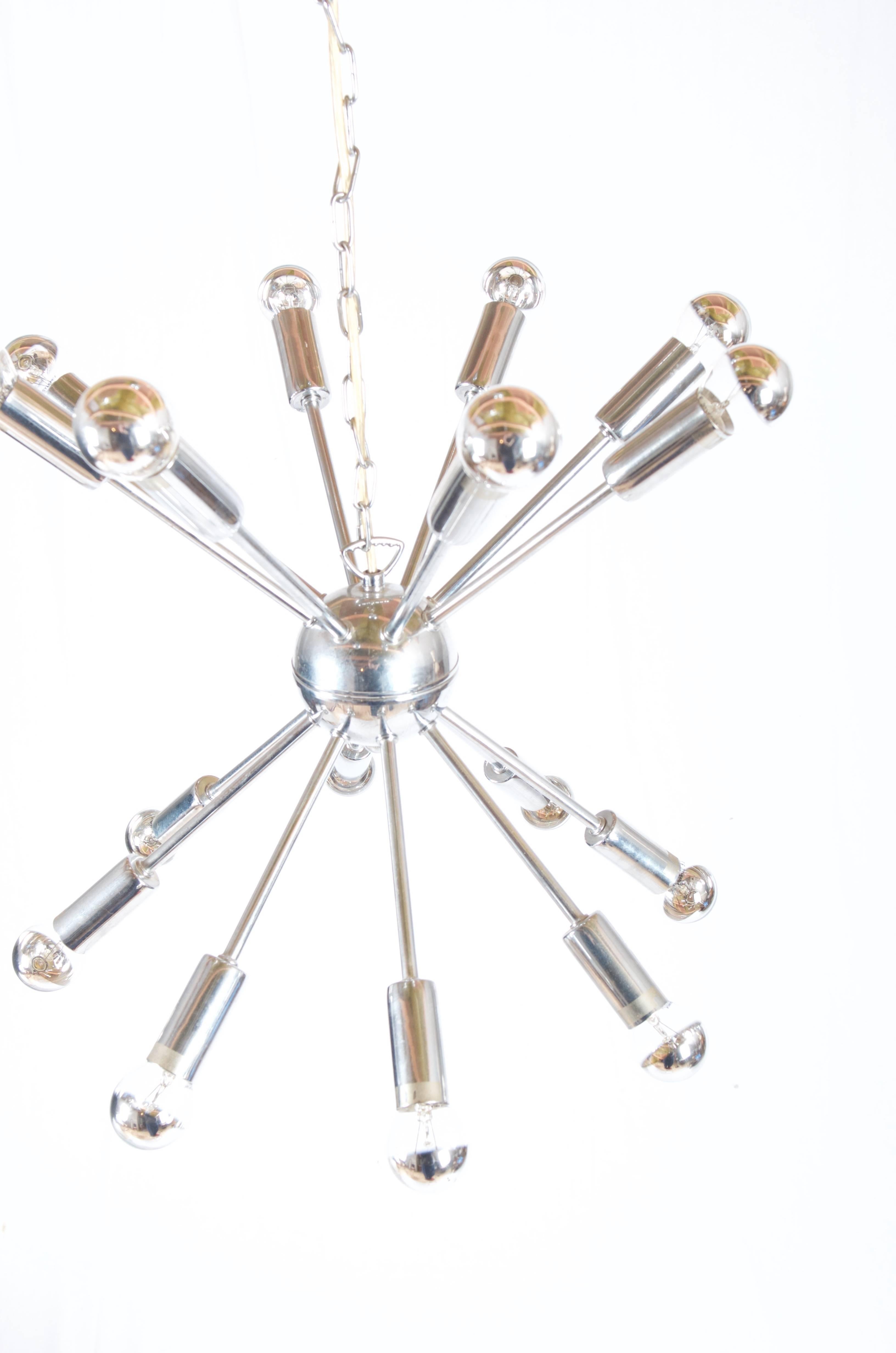 Large Austrian Chrom-Plated Sputnik Chandelier In Excellent Condition For Sale In Vienna, AT