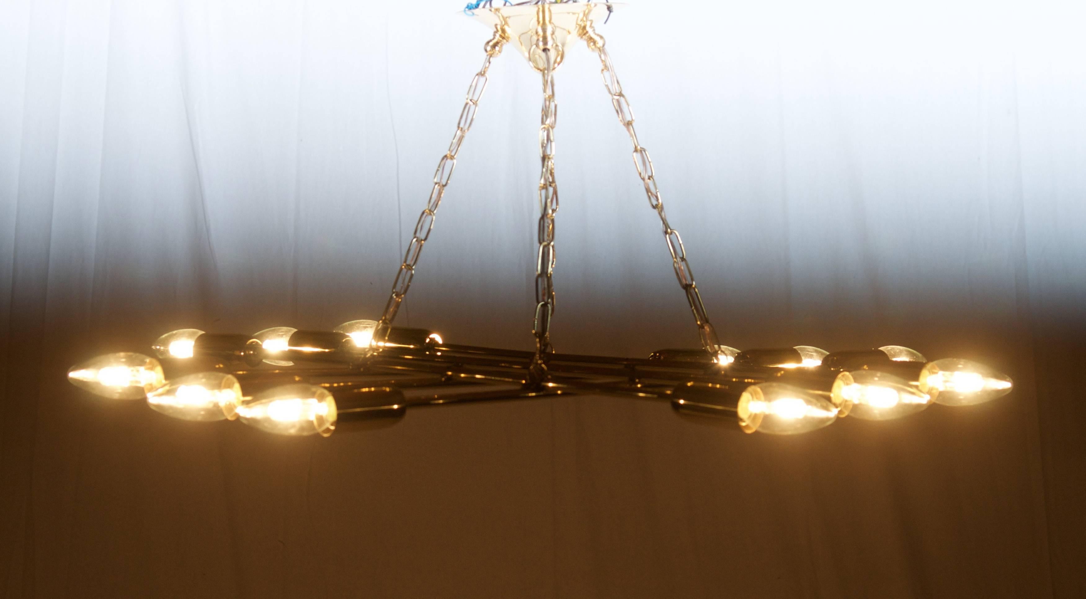 Austrian Brass Chandelier by Rupert Nikoll For Sale