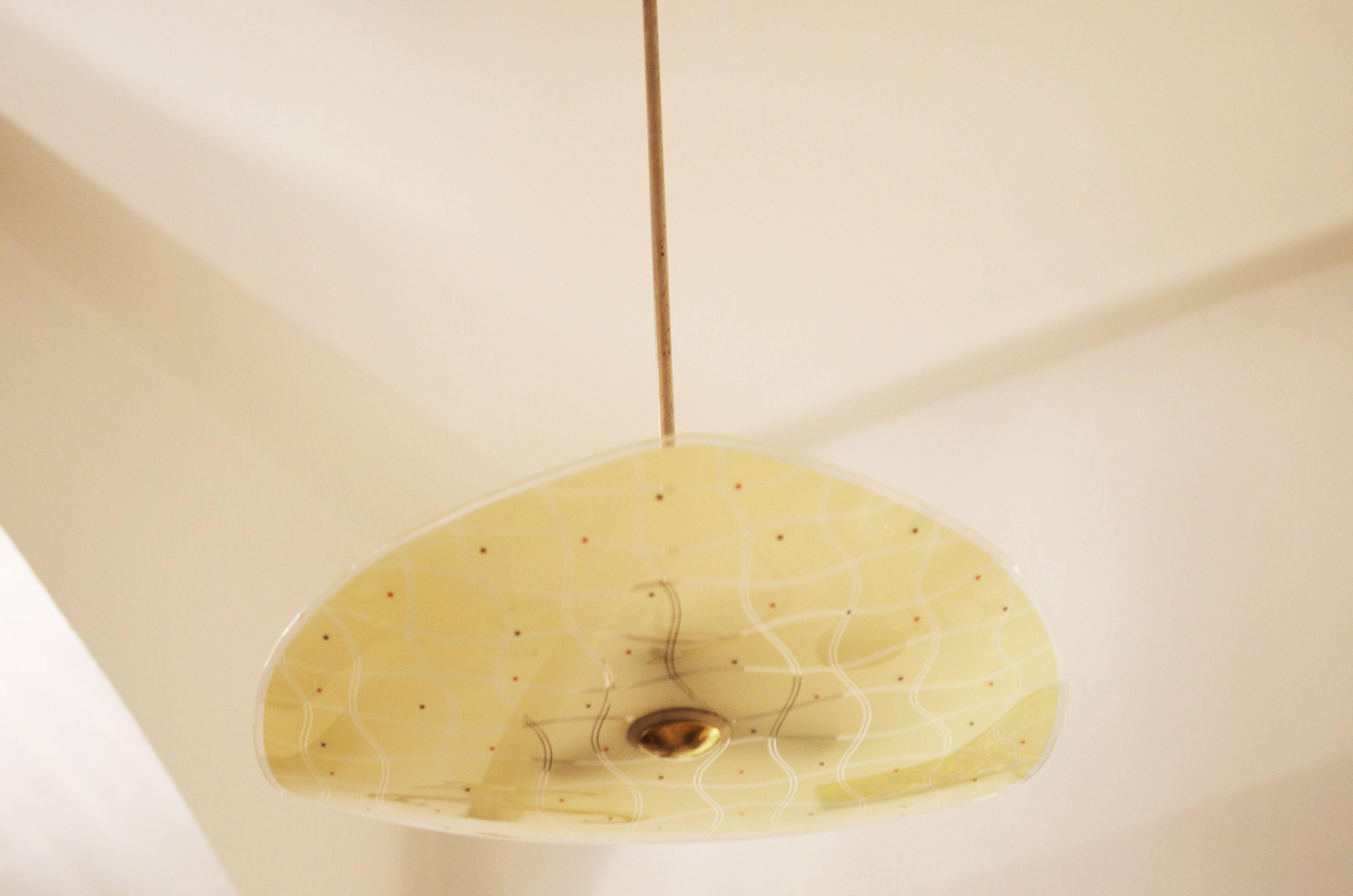Czech Midcentury Glass Pendant Lamp for Brussels World Expo, 1958 In Excellent Condition For Sale In Vienna, AT