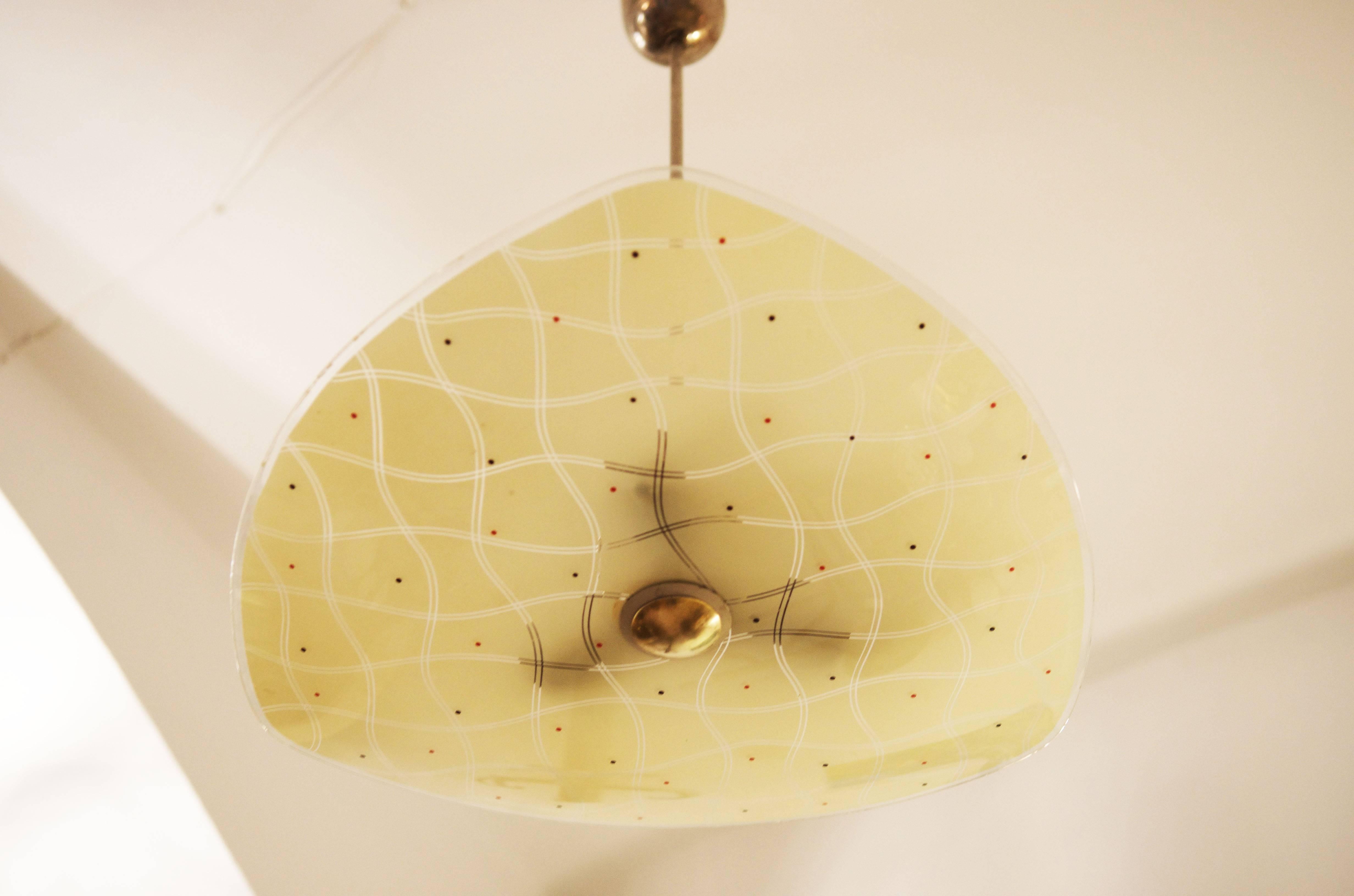 Mid-20th Century Czech Midcentury Glass Pendant Lamp for Brussels World Expo, 1958 For Sale