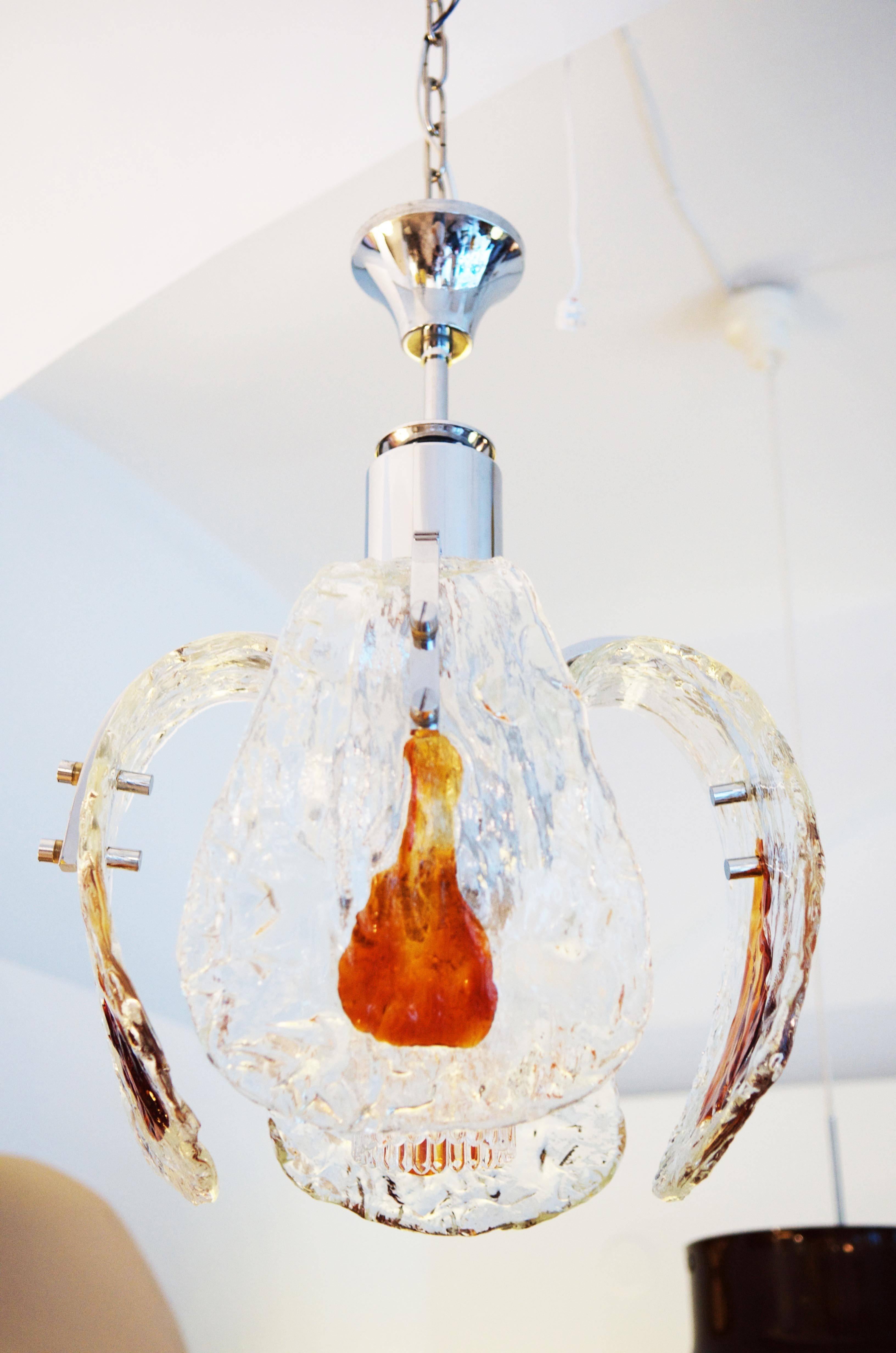 Murano Mazzega Glass Chandelier In Excellent Condition For Sale In Vienna, AT