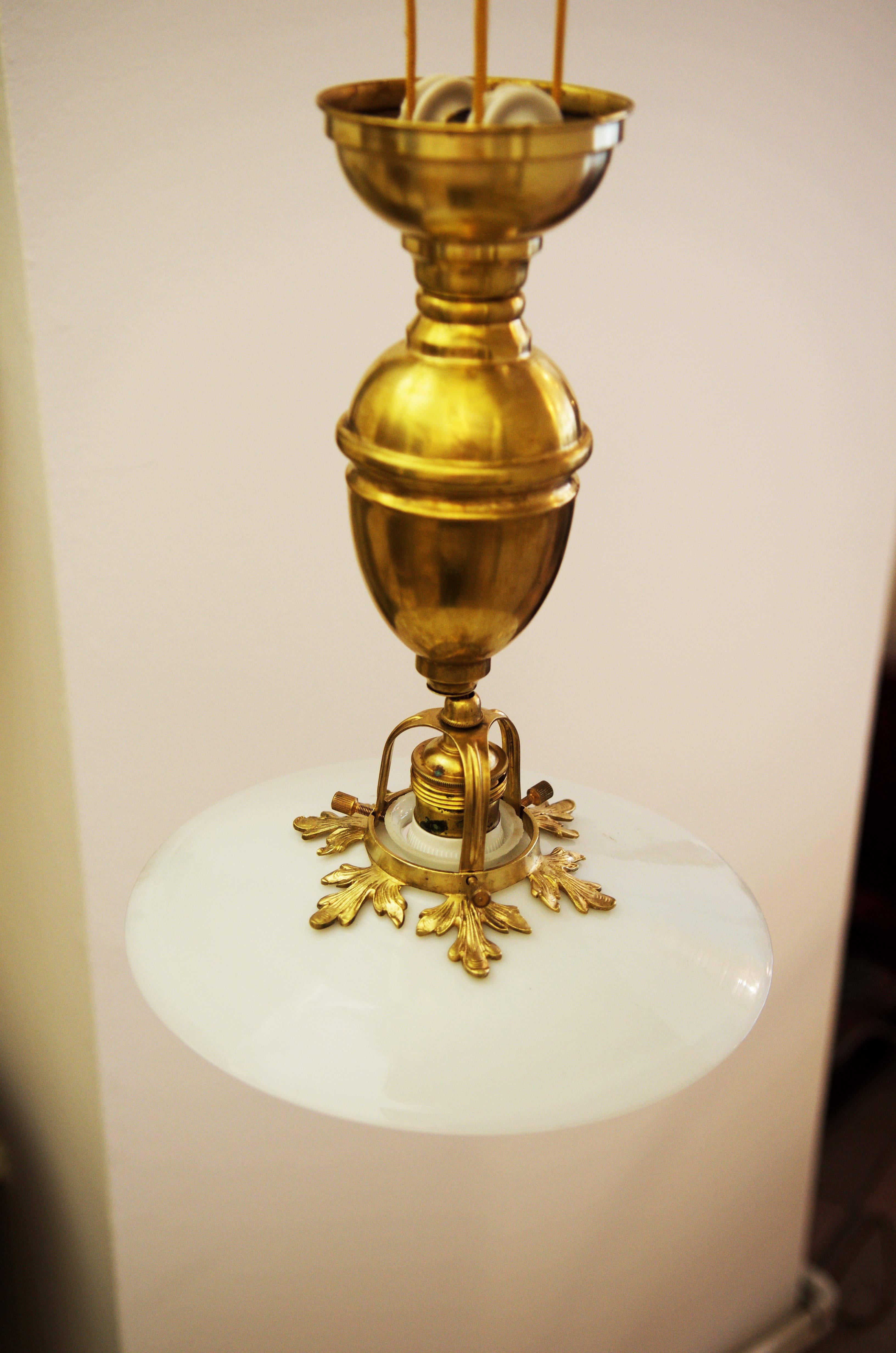 Art Nouveau Adjustable Brass Pendant Lamp For Sale 2