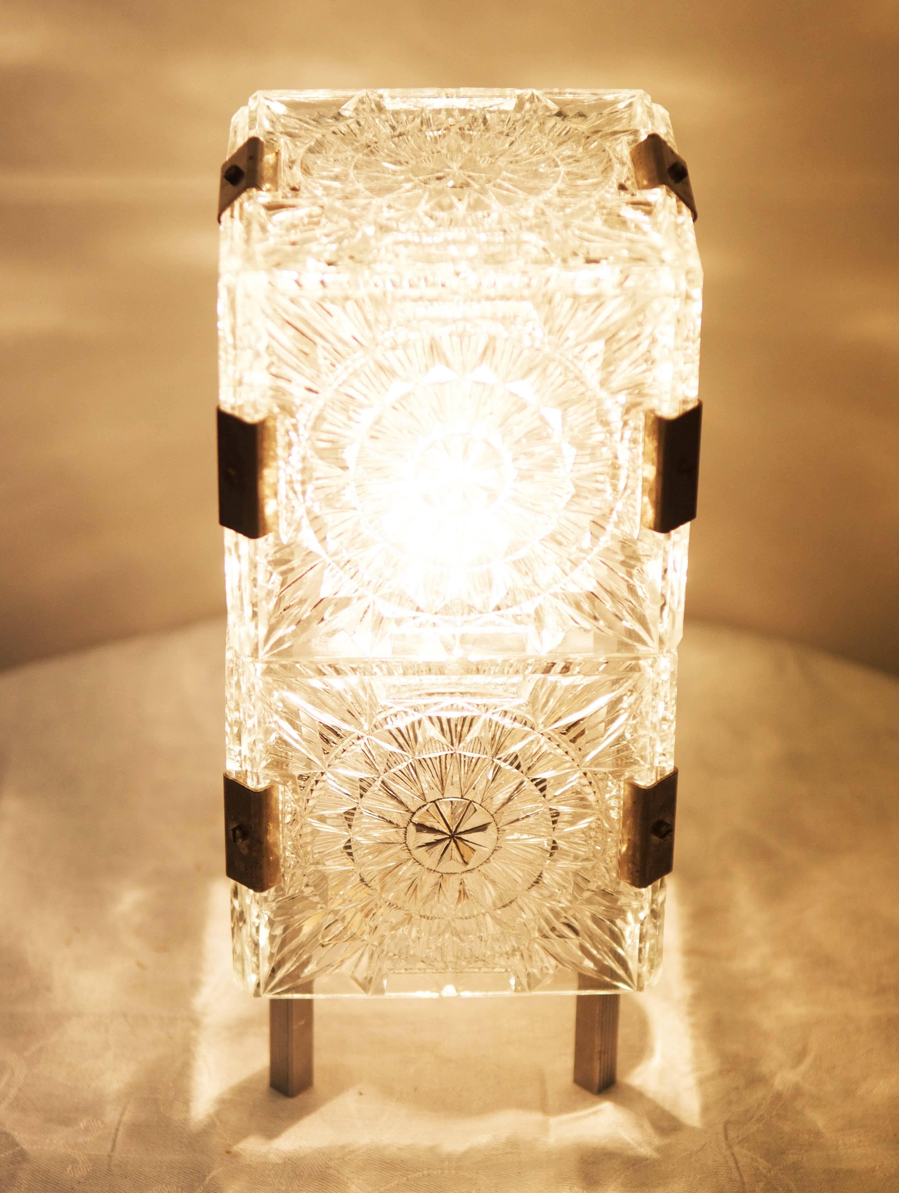 Mid-20th Century Midcentury Pressed Glass Table Lamp  For Sale
