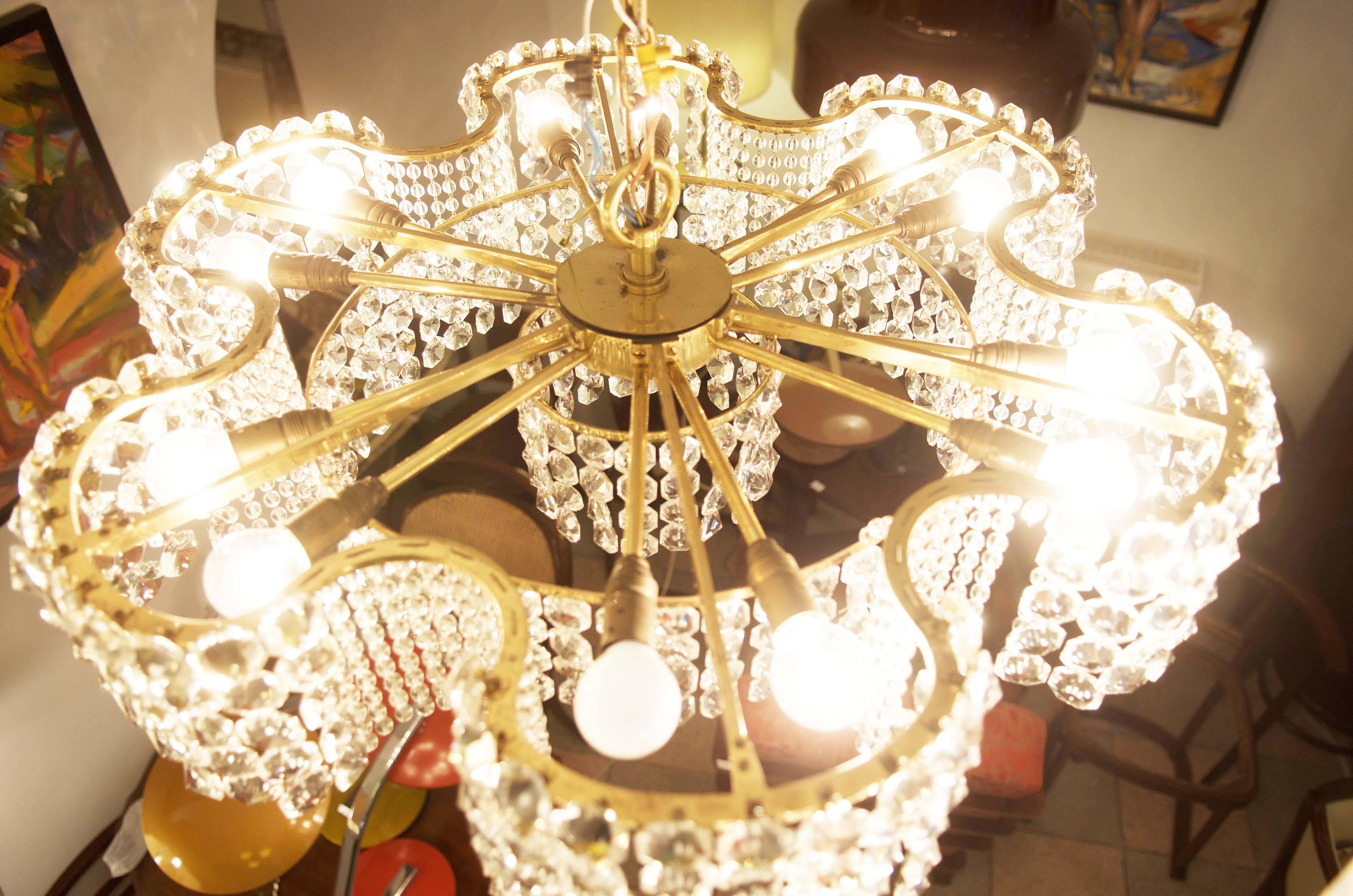 Unique Large Cut Crystal Chandelier by J.L Lobmeyr In Excellent Condition In Vienna, AT