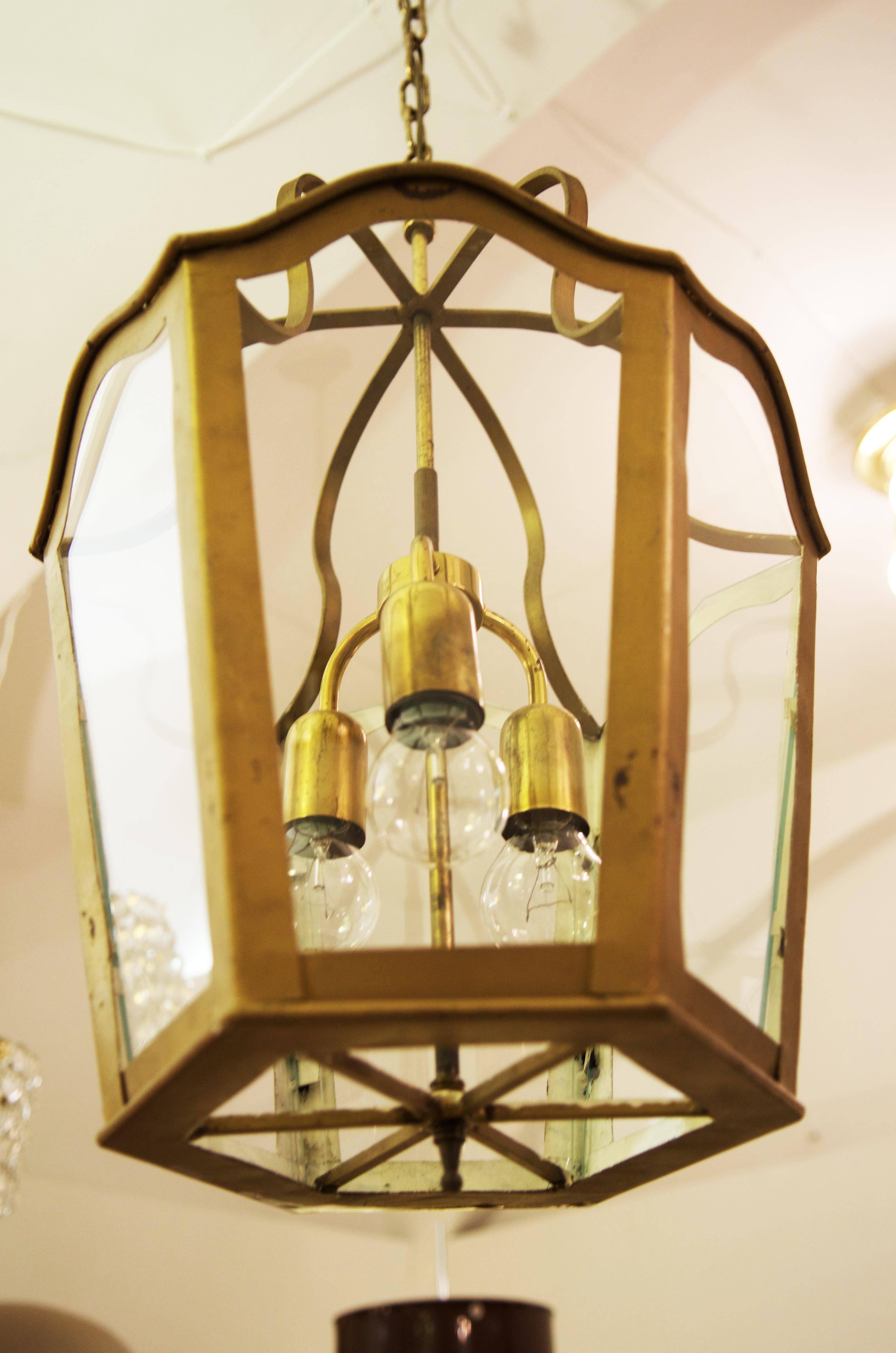 Austrian Large Viennese Stairwell or House Entrance Lantern, Art Nouveau Style For Sale