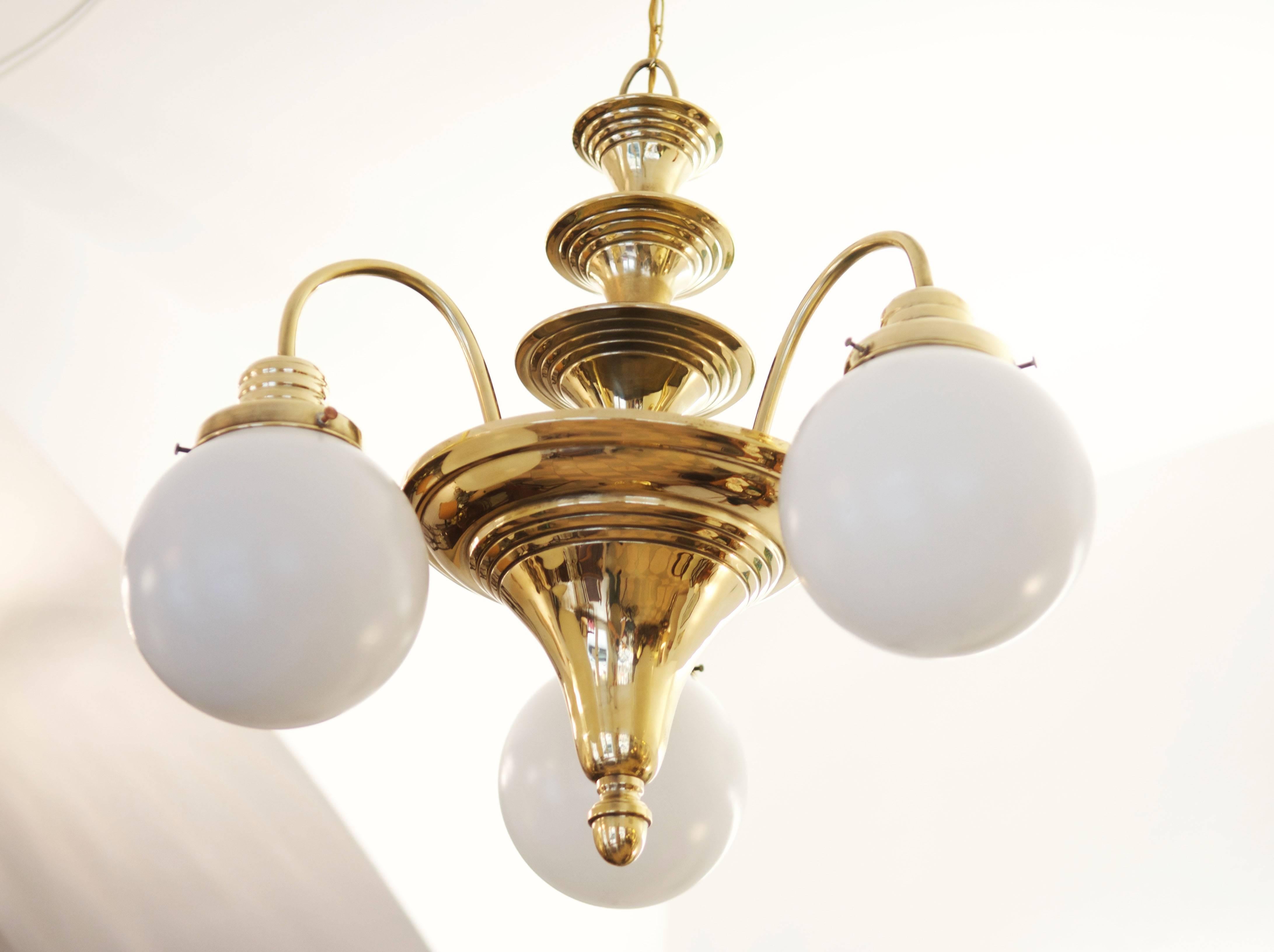 Austrian Art Deco Brass Chandelier