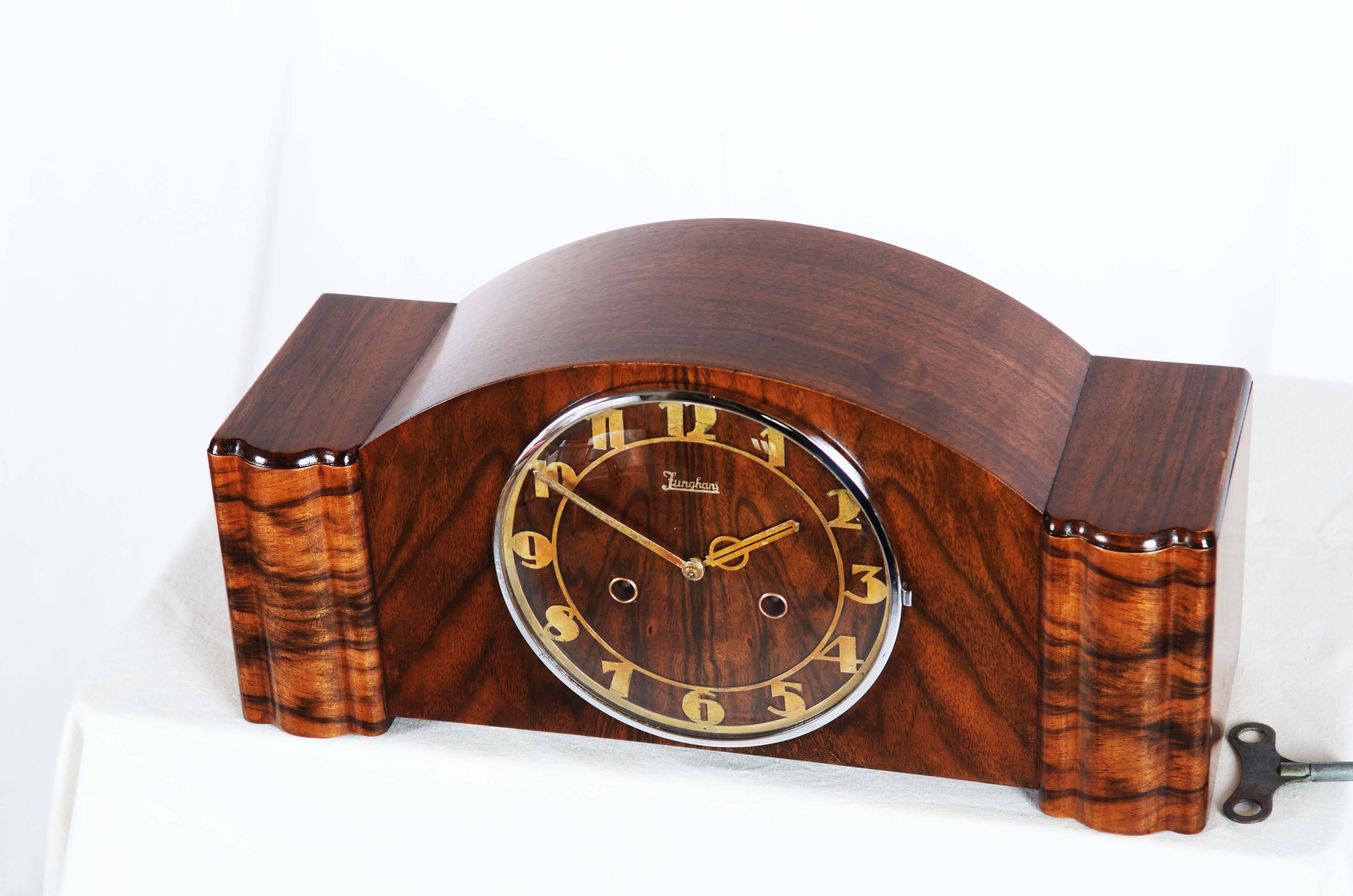 Early 20th Century Art Deco Junghans Mantel Clock
