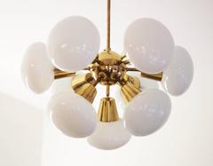 Midcentury Sputnik Milk Glass Chandelier