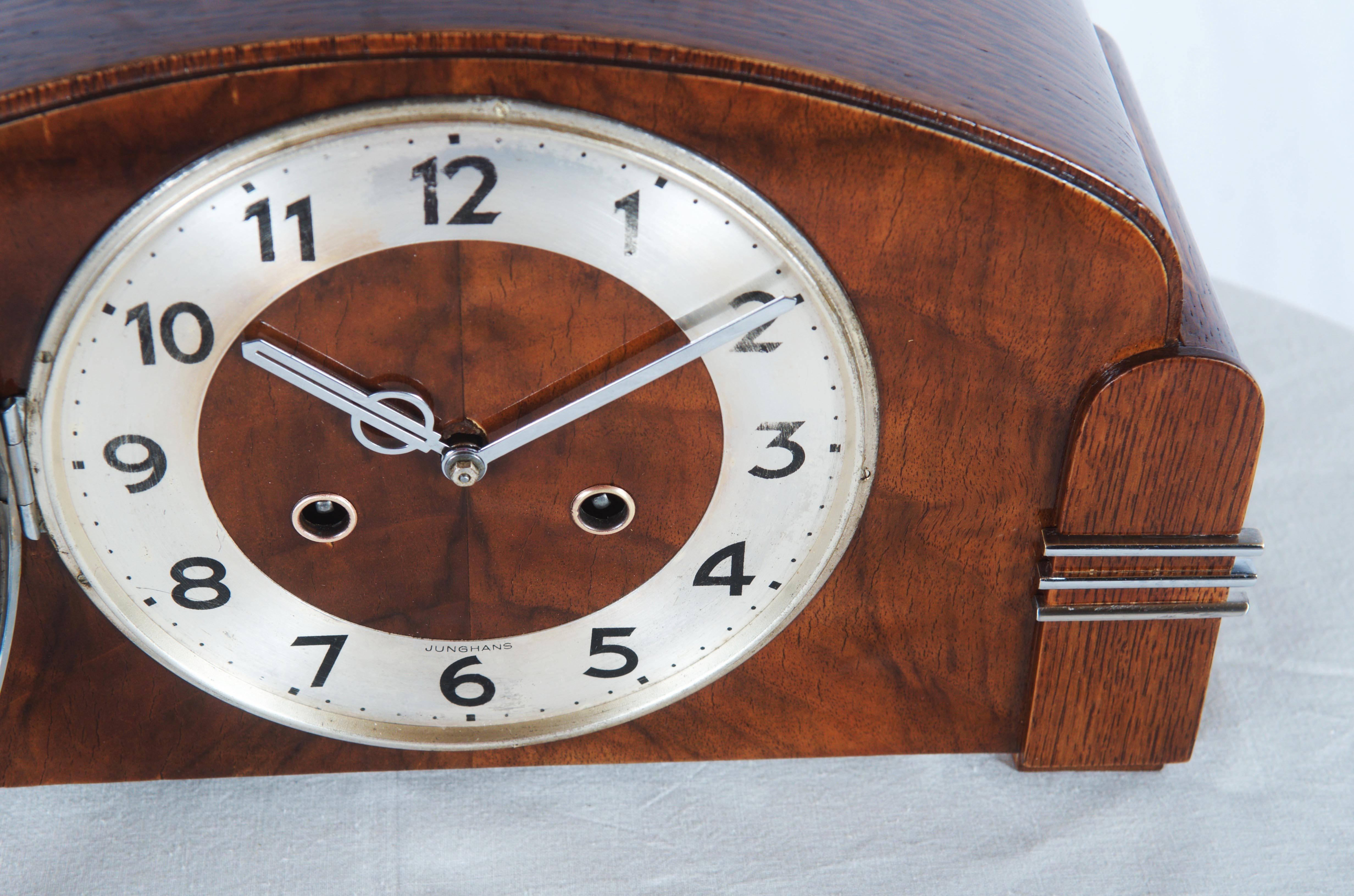 Mid-20th Century Art Deco Mantel Clock by Junghans