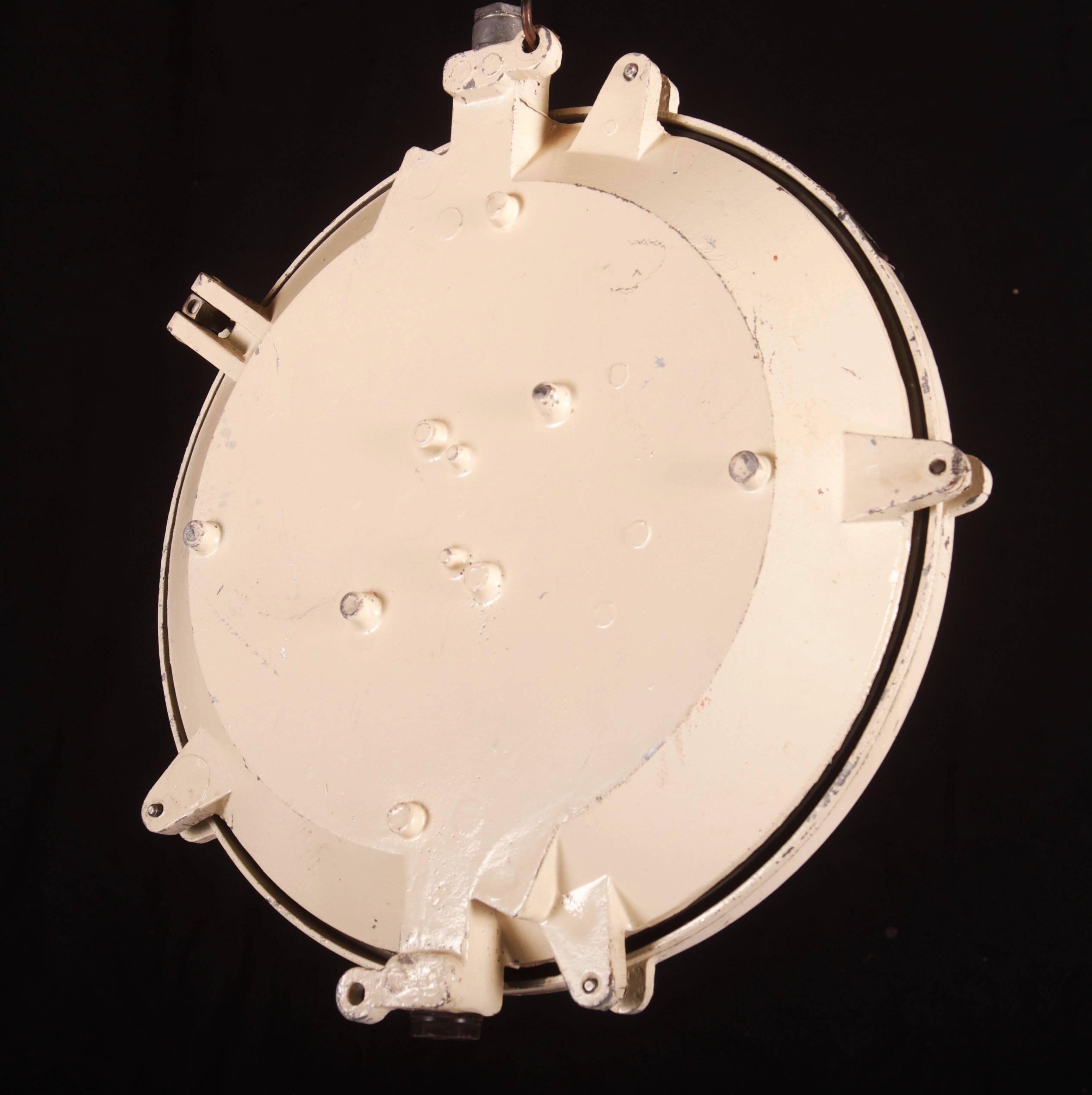 Glass Cast Iron Wall or Ceiling Industrial Lamp from 1960s For Sale