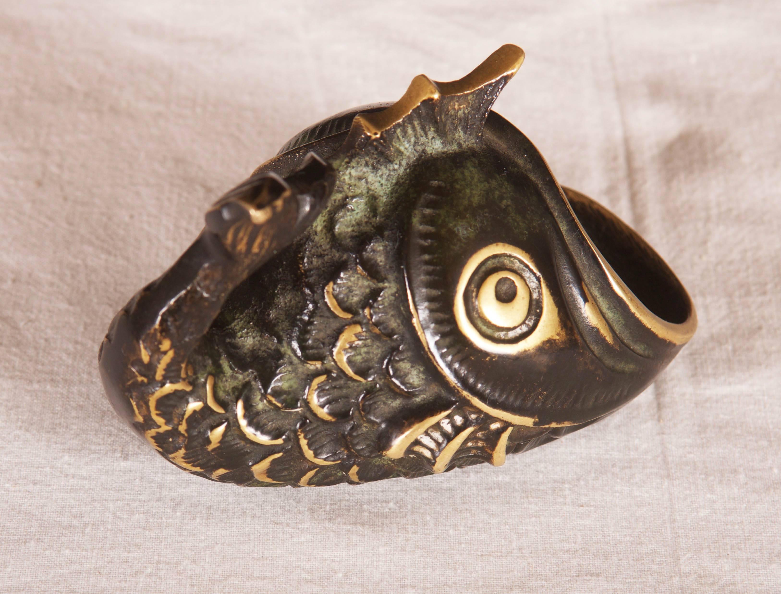 brass fish ashtray