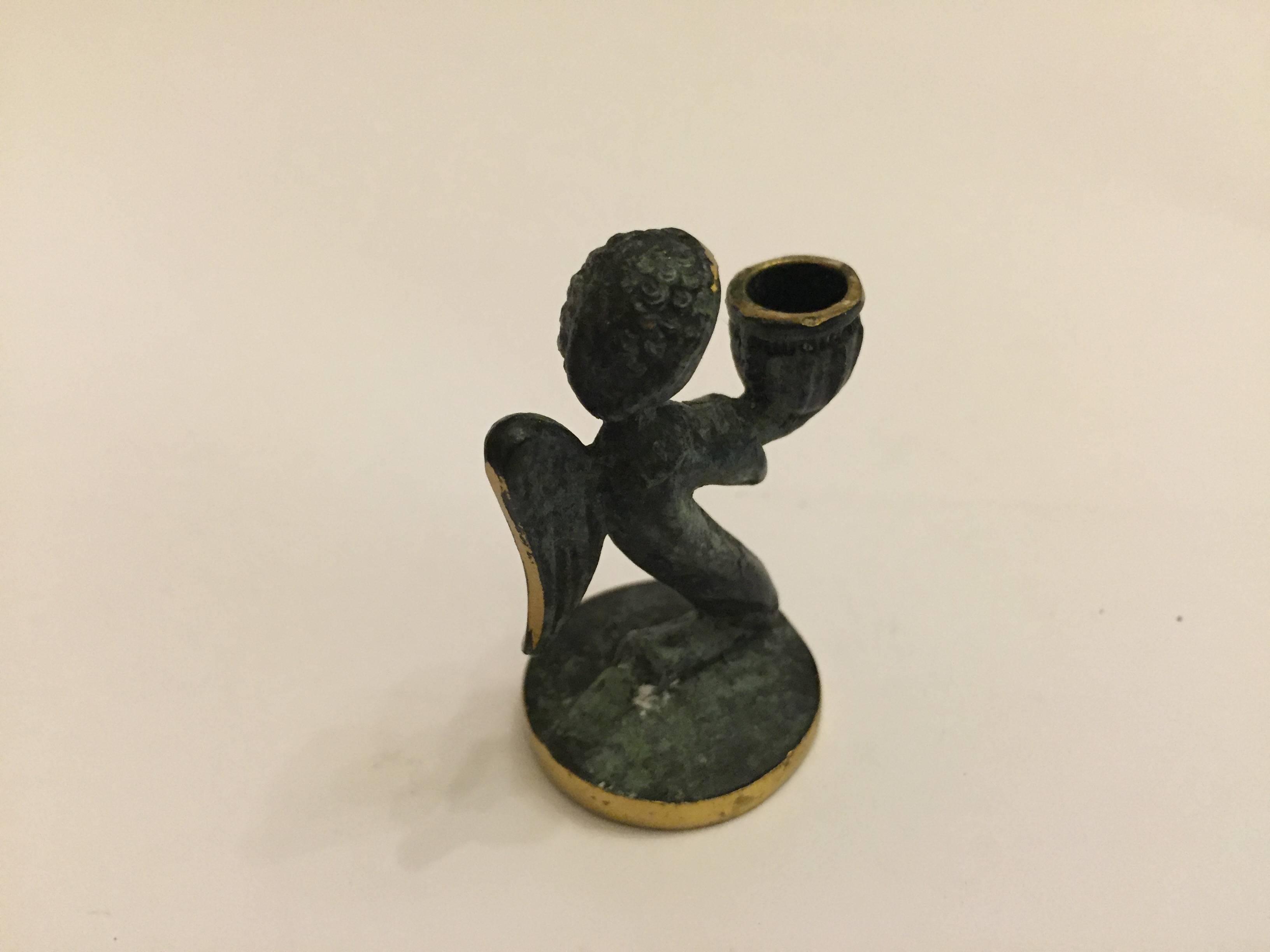 Mid-Century Modern Cute Little Figure Angel Candleholder by Walter Bosse For Sale