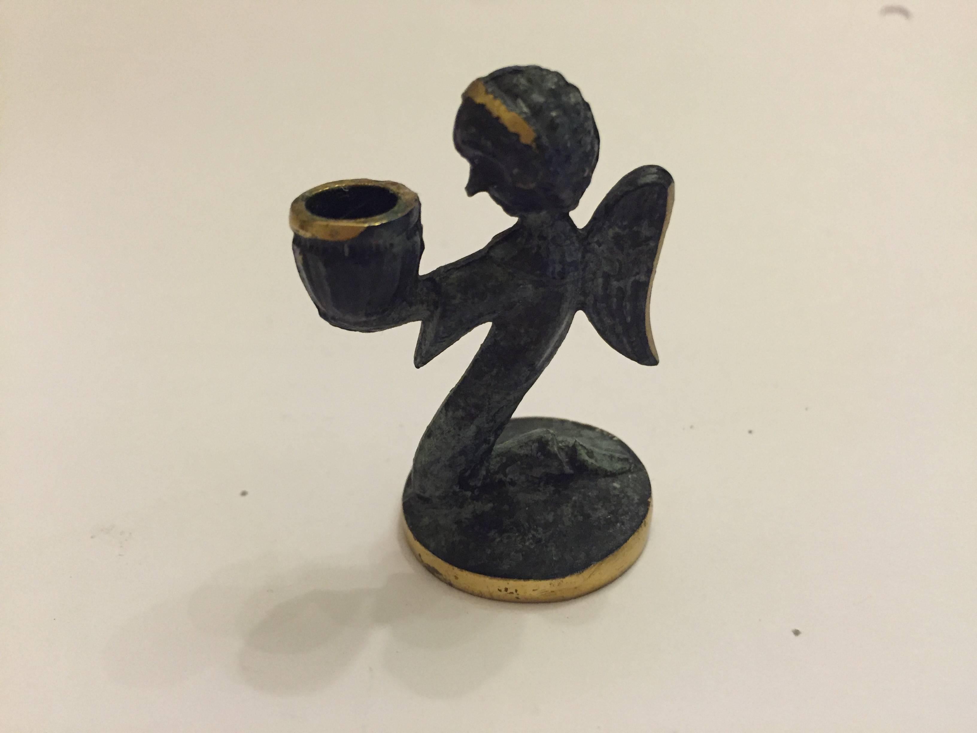 Cute Little Figure Angel Candleholder by Walter Bosse In Excellent Condition For Sale In Vienna, AT