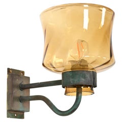 Outdoor Copper Wall Lamp With Glass Shade
