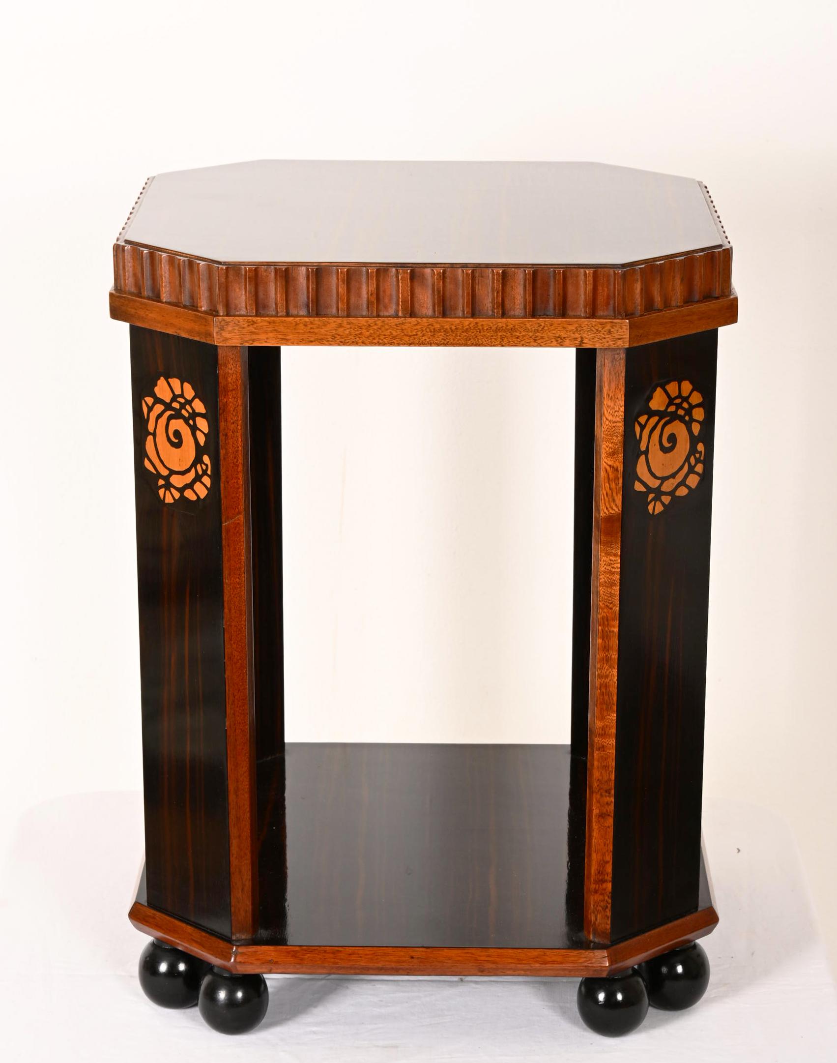 Hardwood French Art Deco Side Table For Sale