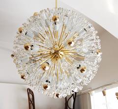 Rare Large Brass and Glass Sputnik Chandeliers by Emil Stejnar