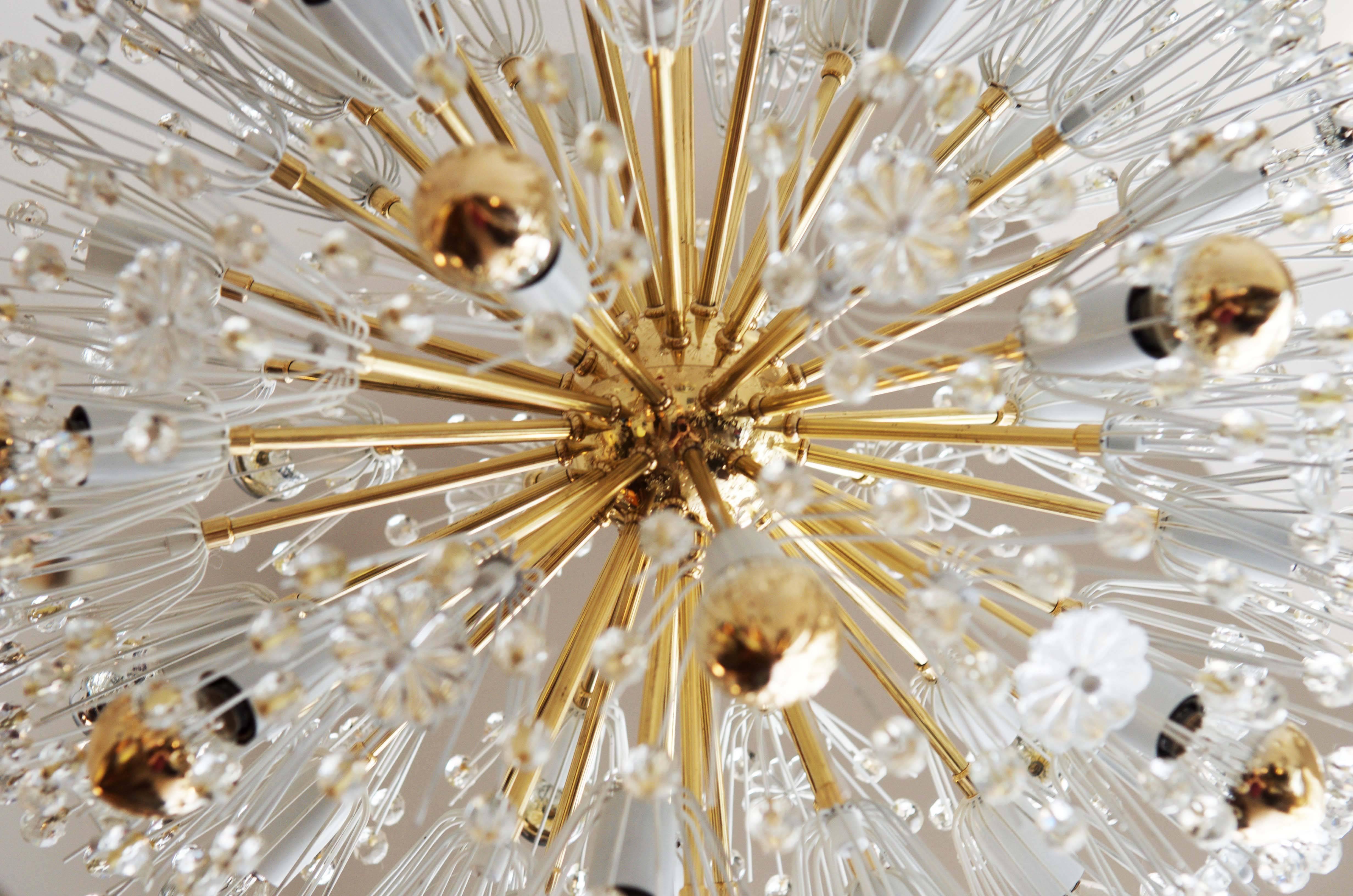 Mid-20th Century Rare Large Brass and Glass Sputnik Chandeliers by Emil Stejnar