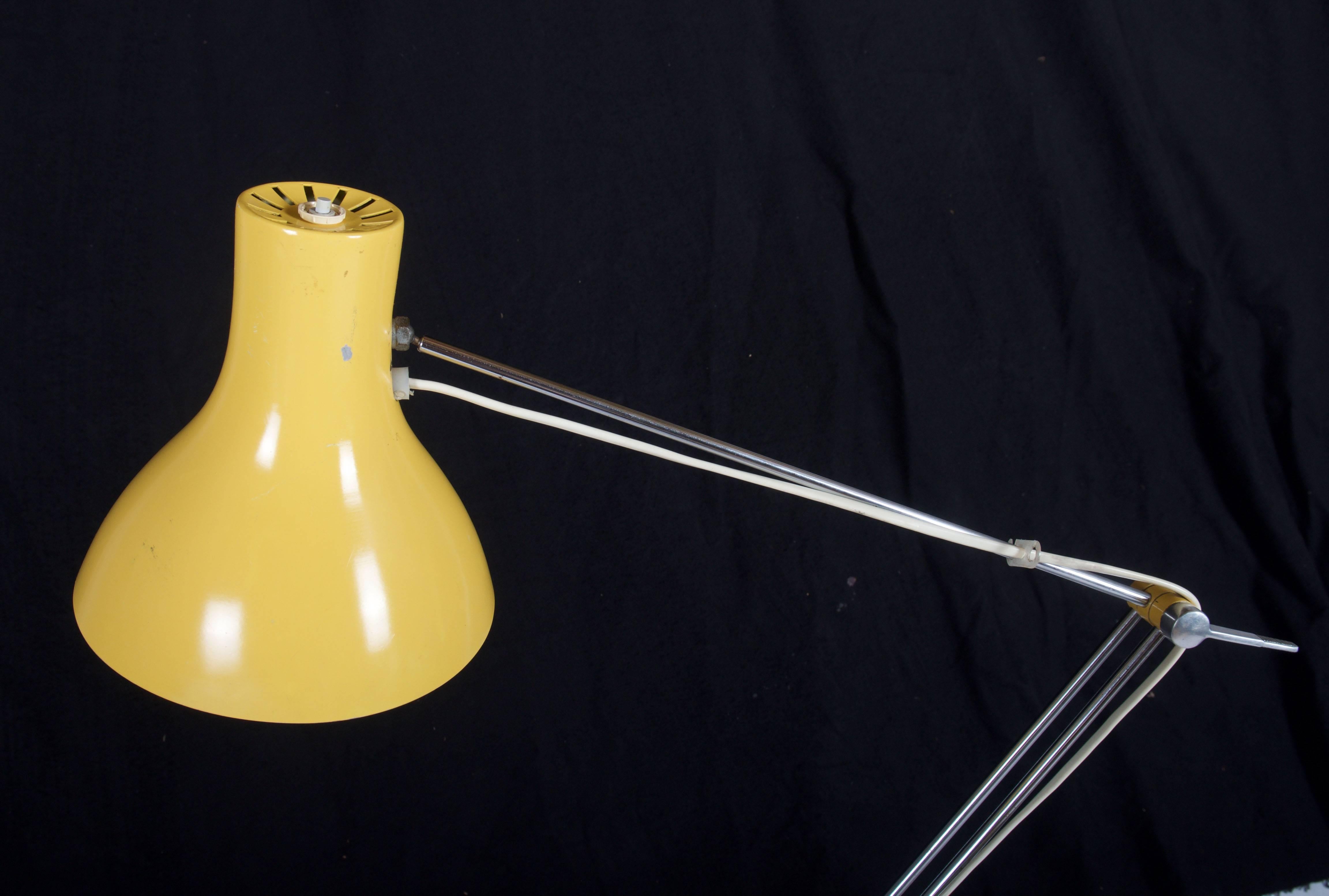 Aluminum Mid-Century Yellow Table Lamp by Josef Hurka For Sale